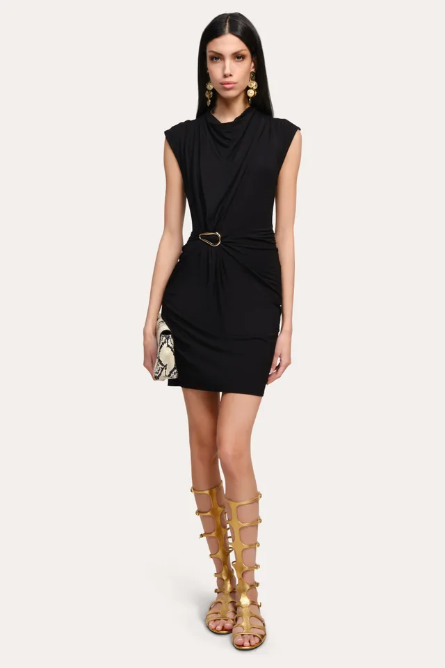 Elie Tahari Jocelyn Draped Dress E2023606 sukienka czarna