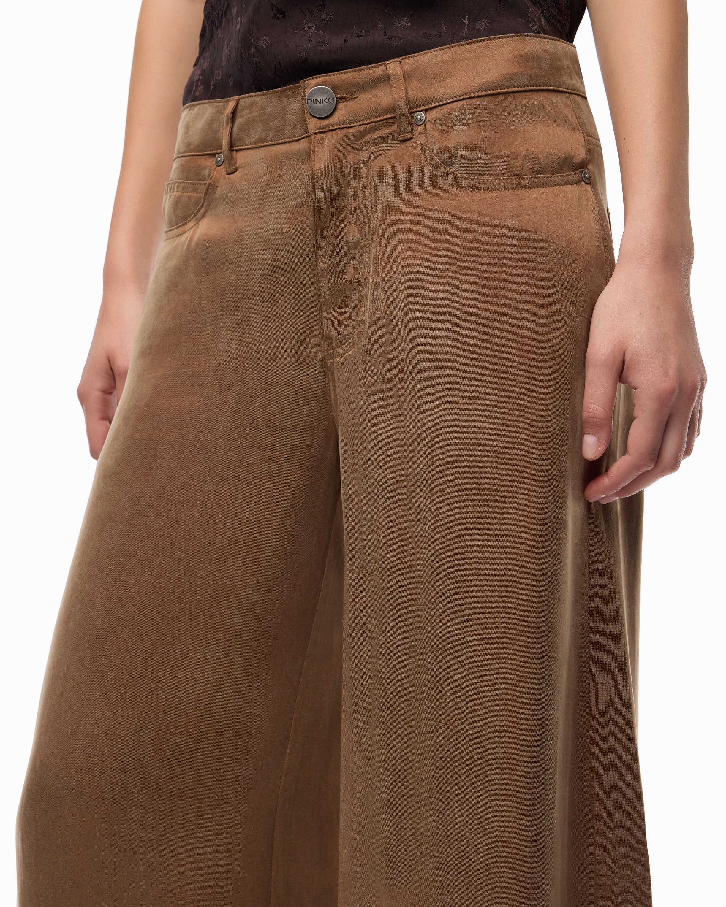 Pinko Porta Pants spodnie brązowe palazzo