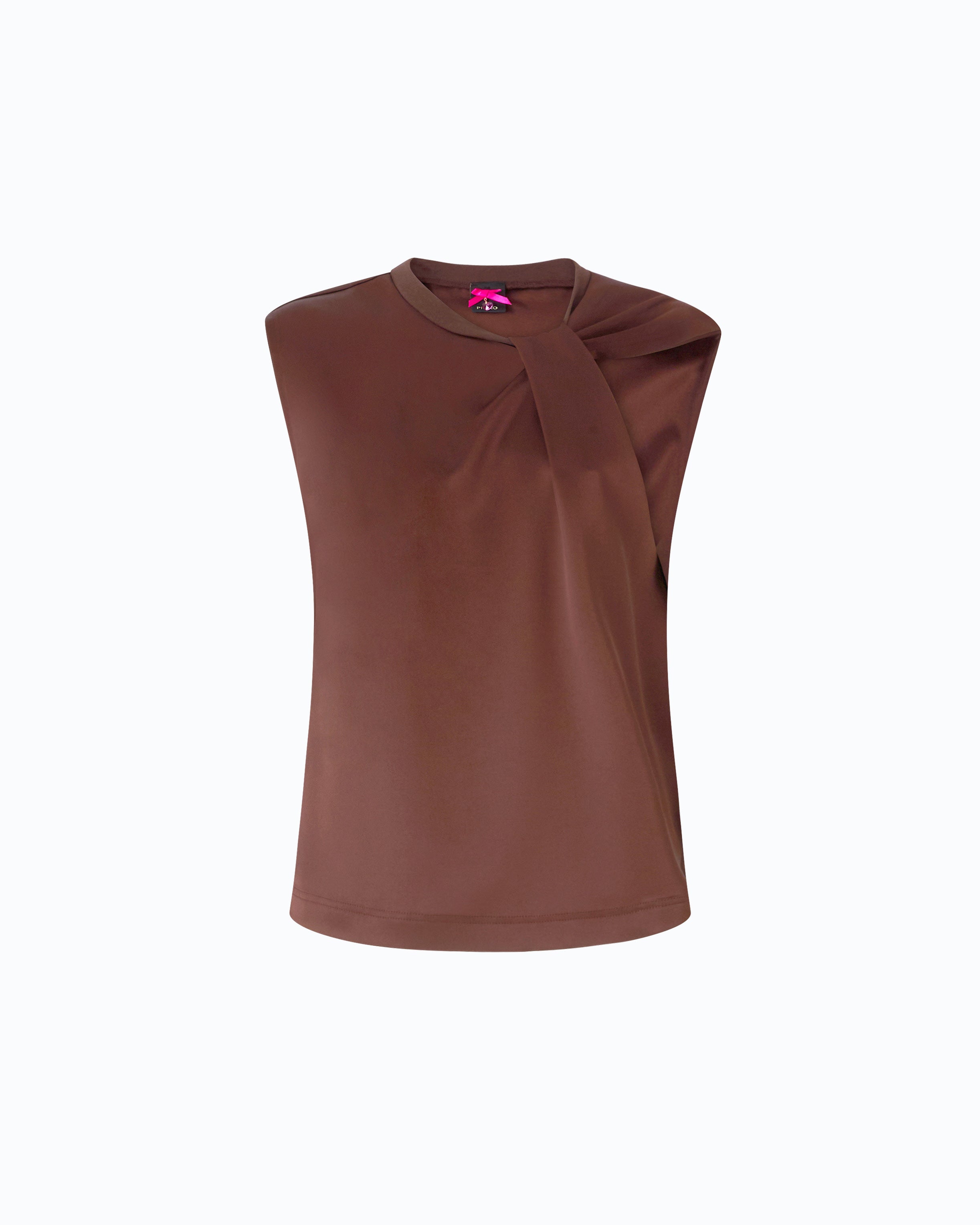 Pinko Smart Blouse bluzka satynowa brązowa bez rękawów