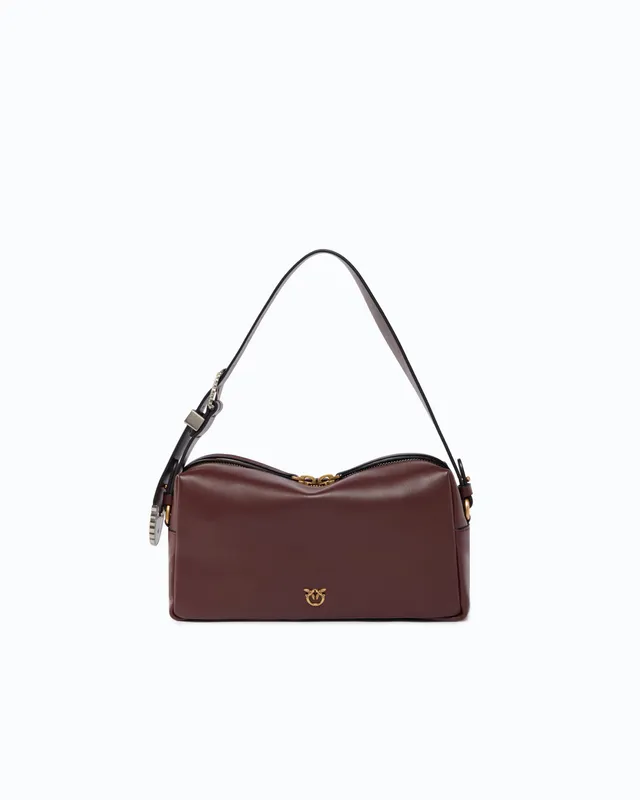 Pinko Triptych Bowling Bag torebka kuferek skóra new biker