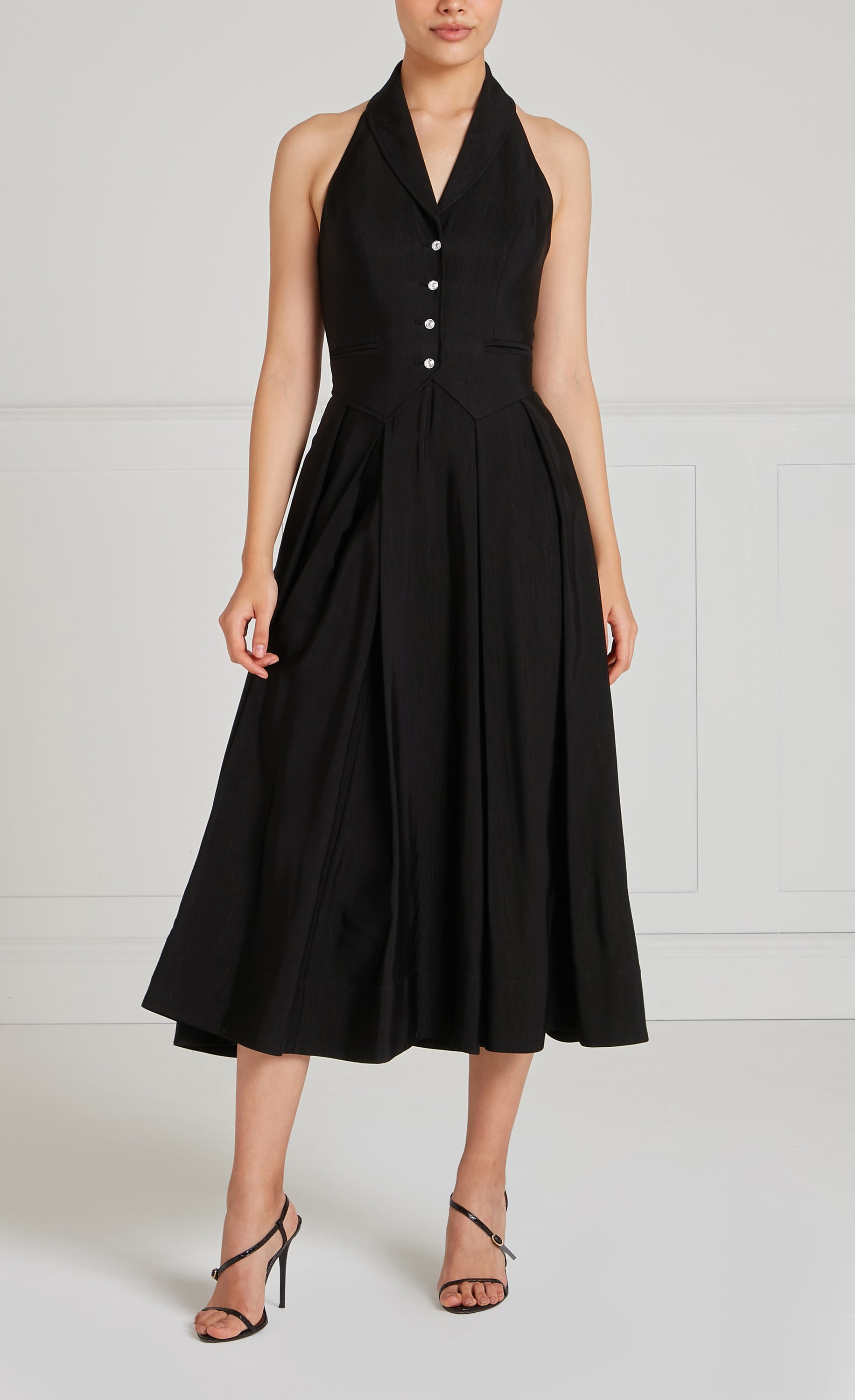 Temperley London Elodie sukienka koktajlowa czarna midi