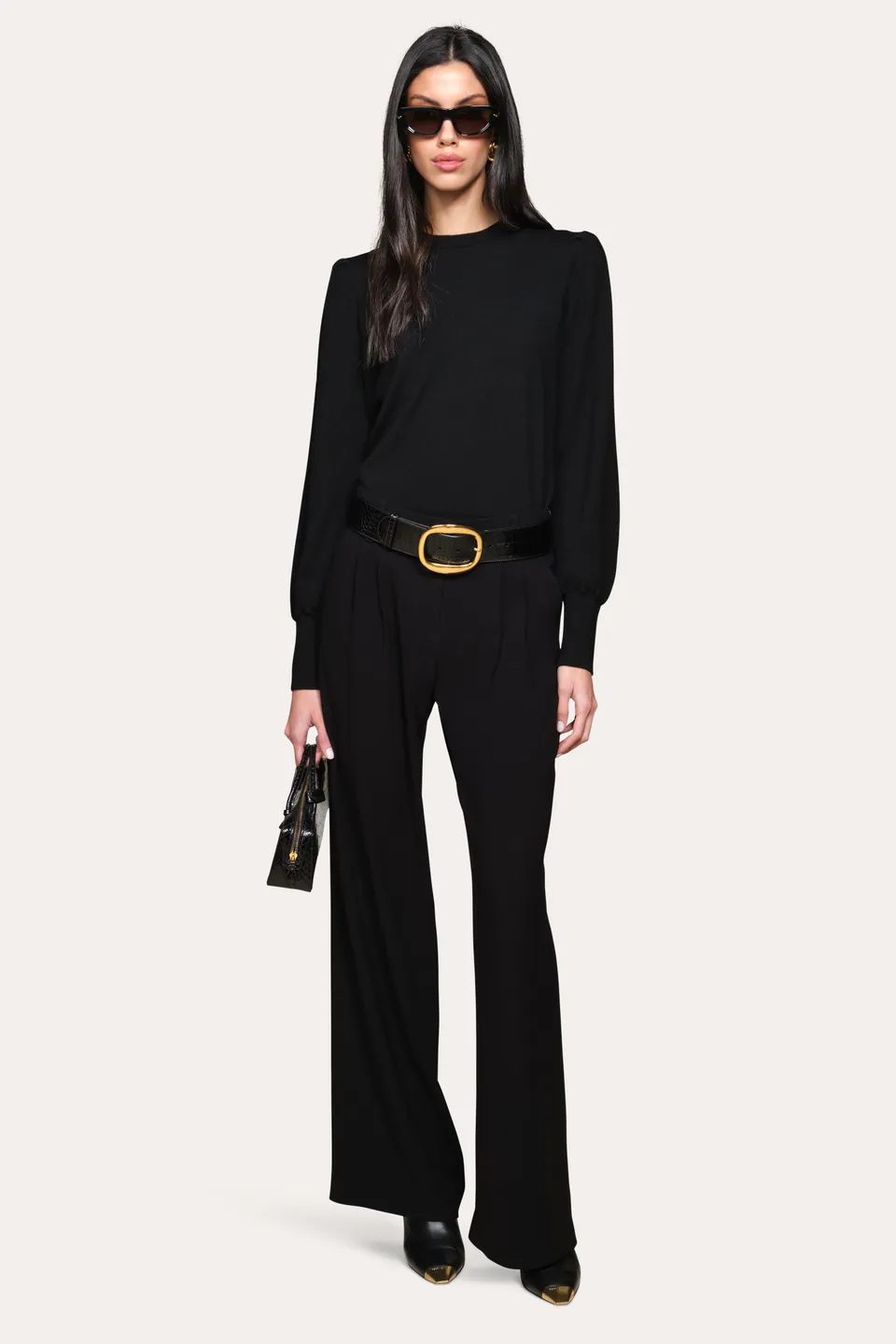 Elie Tahari Wool Blouson sweter wełniany czarny