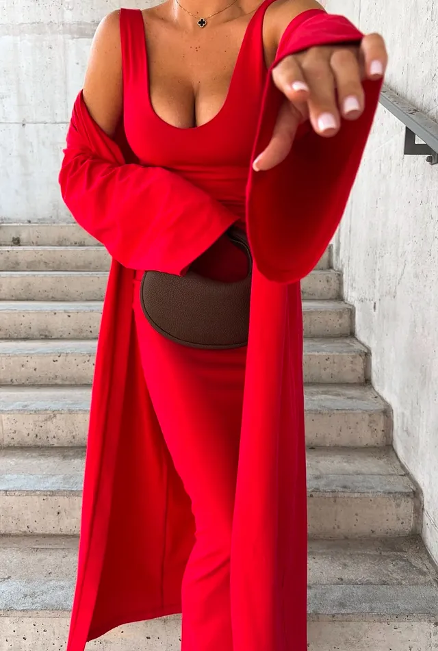 Nudyess Verano kardigan długi red one size