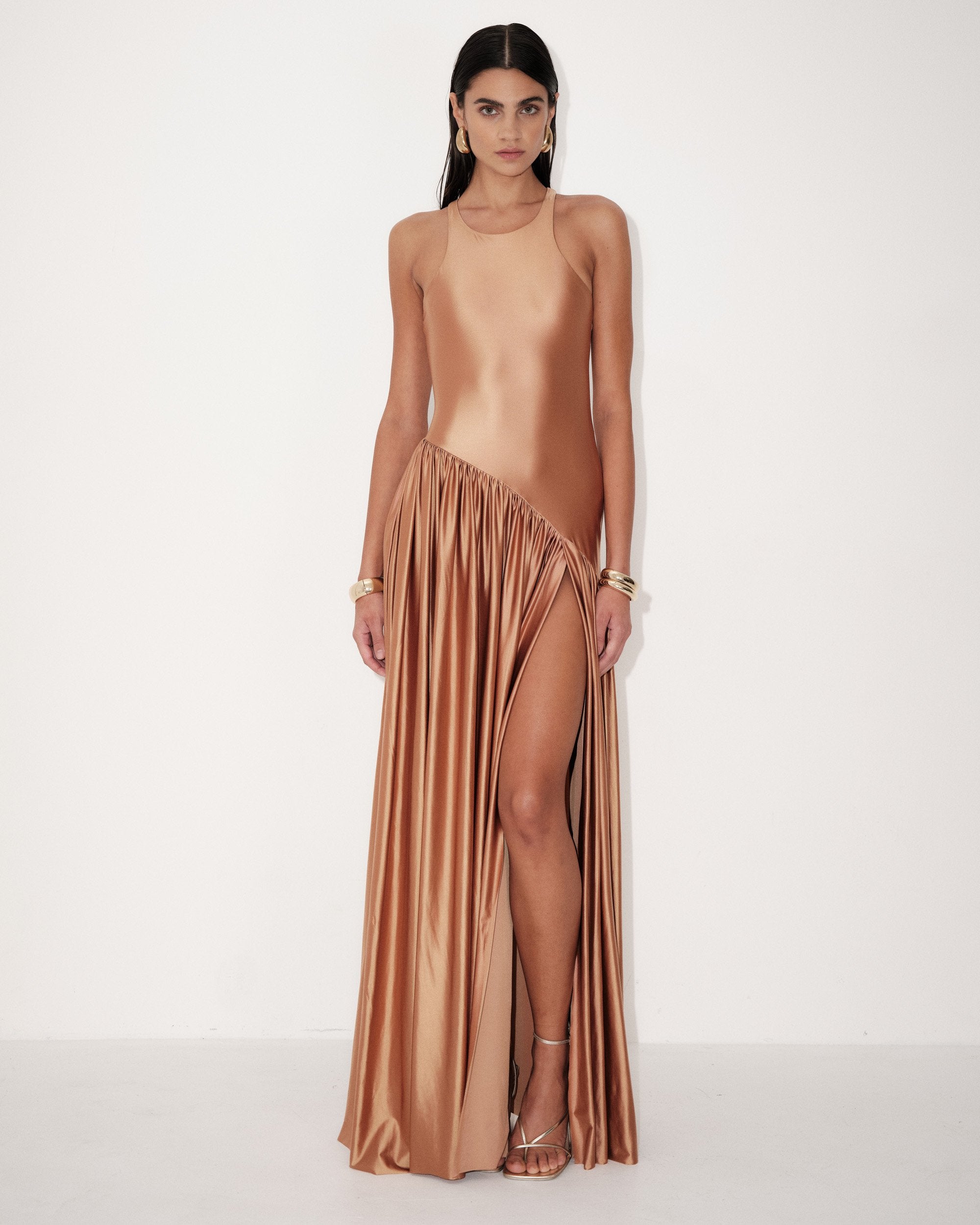 Delfi Collective Simona sukienka wieczorowa rdzawa maxi