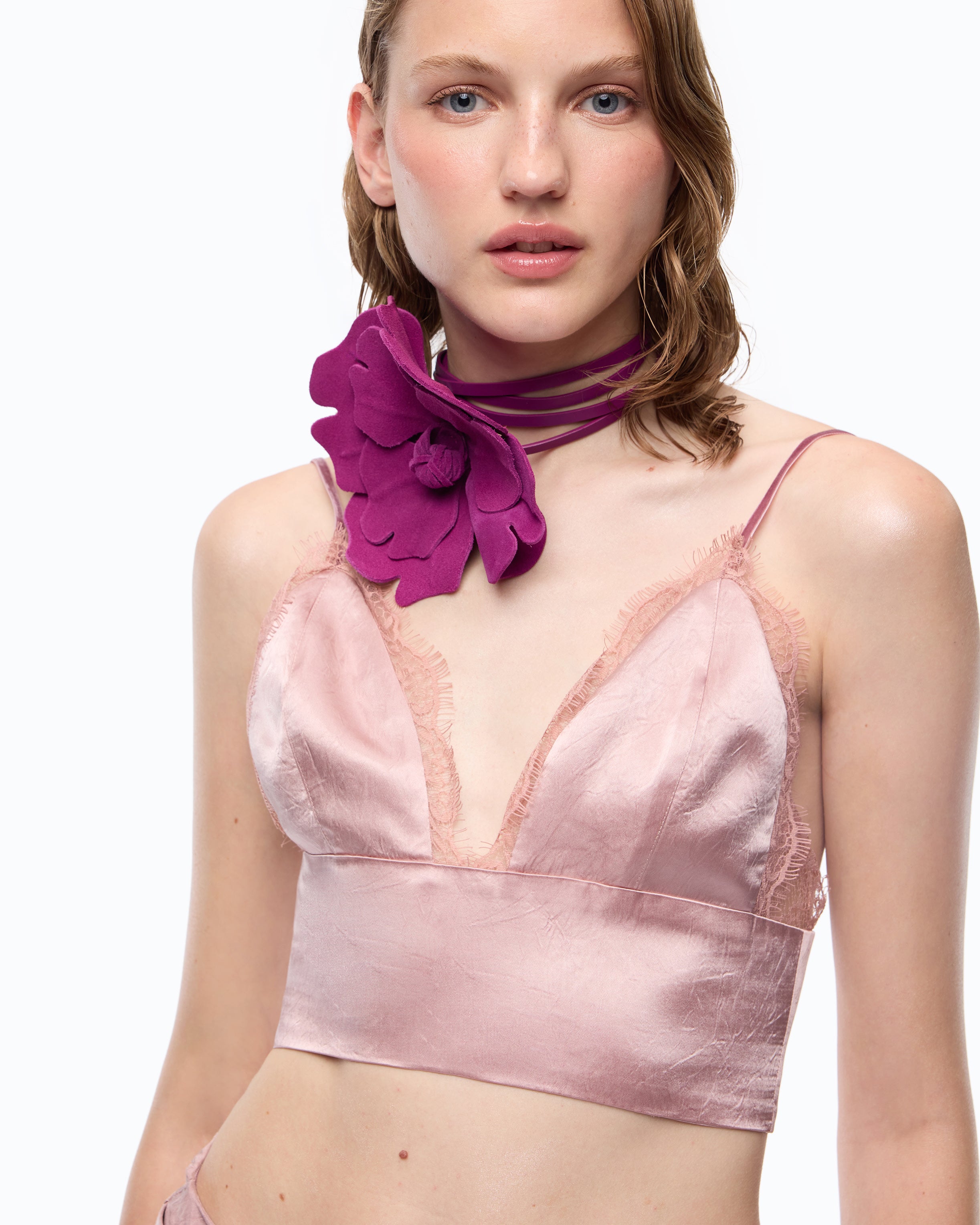 Pinko Lotus Top top gorsetowy satynowy różowy