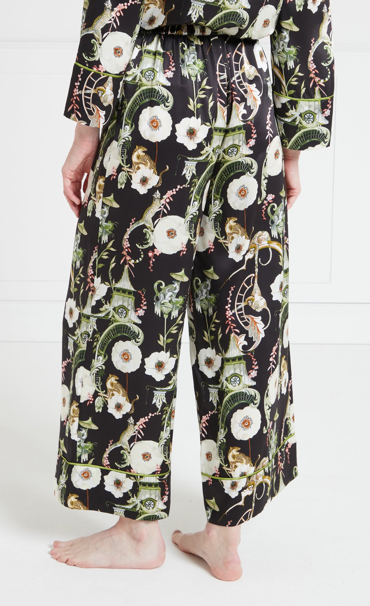 Temperley London Aphrodite spodnie piżamowe czarne