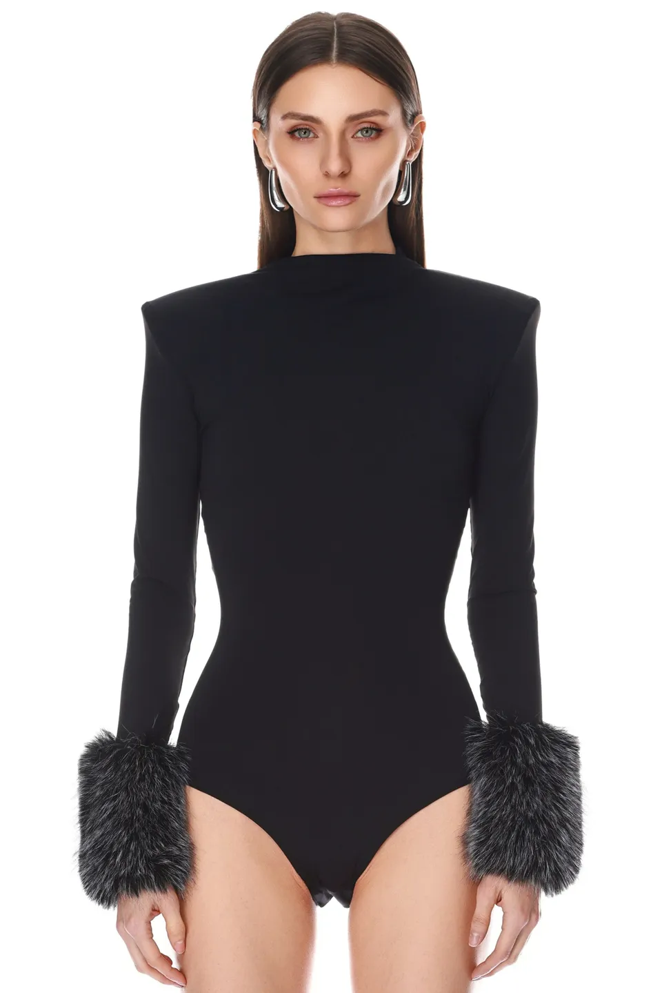 Bronx and Banco body czarne z mankietem futro XS-XL