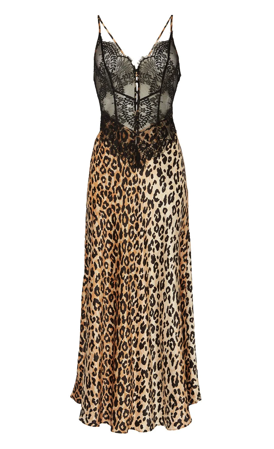 Temperley London Nyx sukienka satynowa czarna panterka