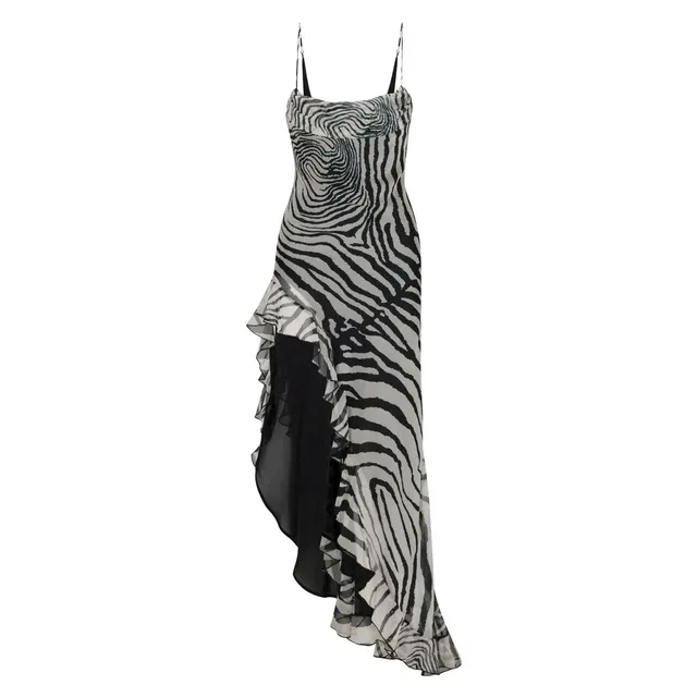 Delfi Collective Jacqueline sukienka Zebra szyfonowa maxi