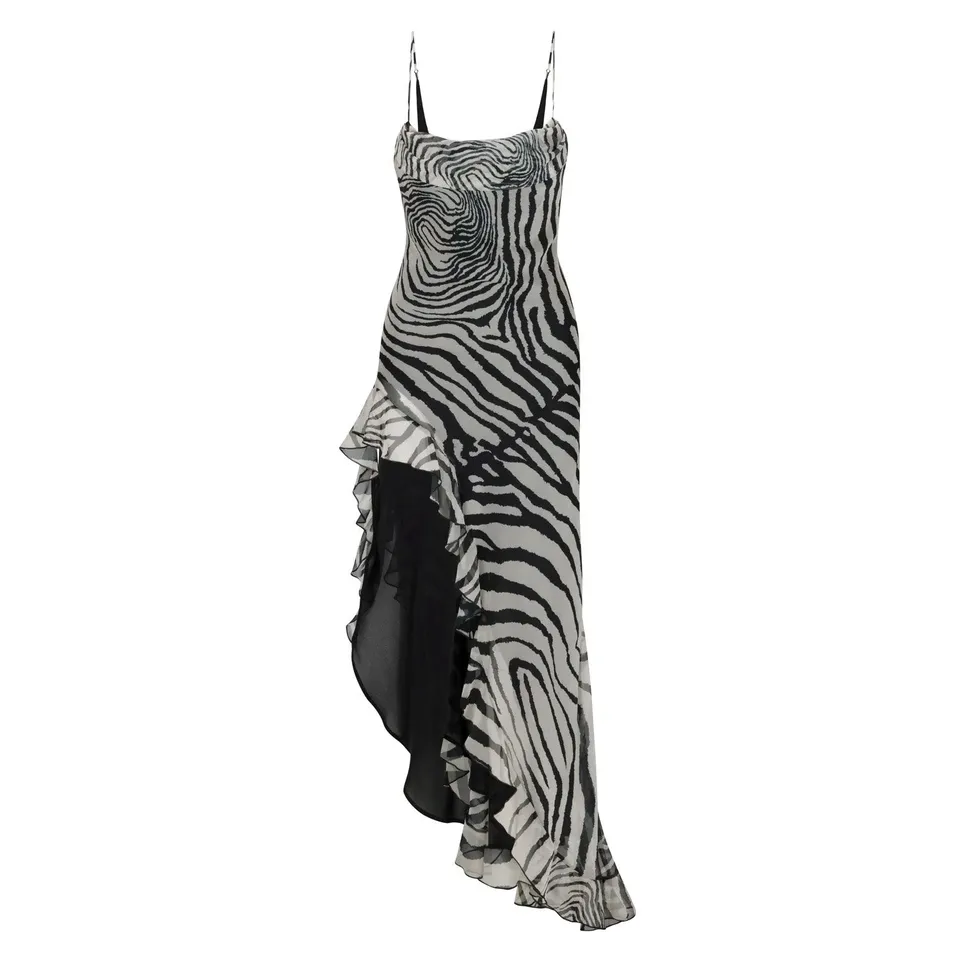 Delfi Collective Jacqueline sukienka Zebra szyfonowa maxi