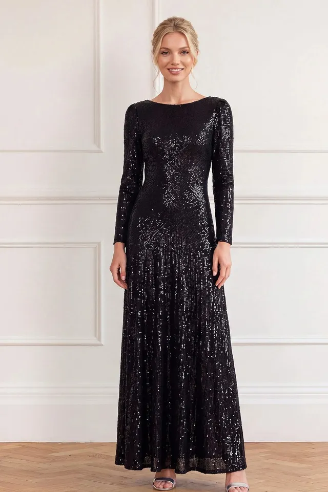 Needle & Thread Evangeline Gown suknia cekinowa czarna