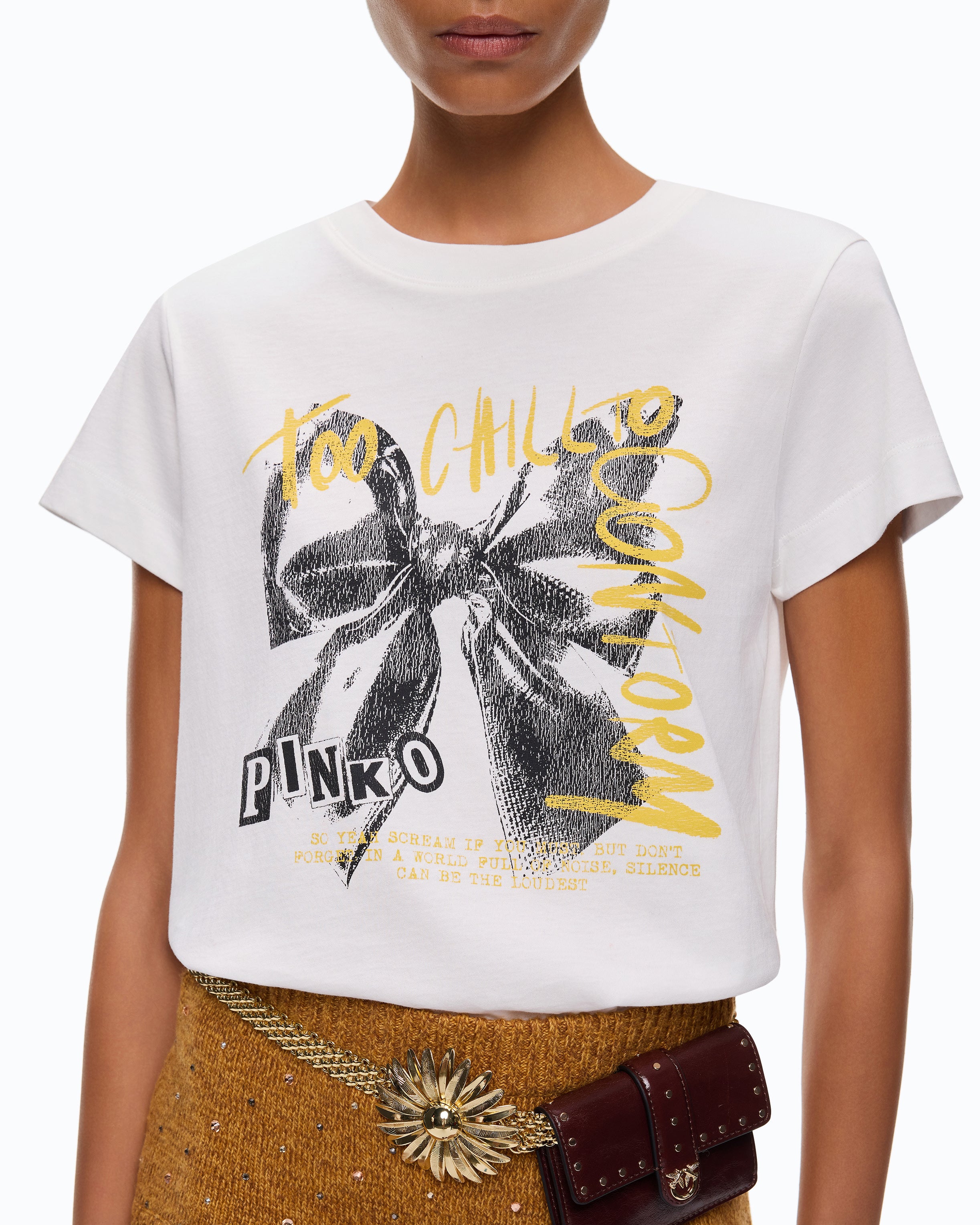 Pinko Basico T-shirt koszulka czarna z kokardką