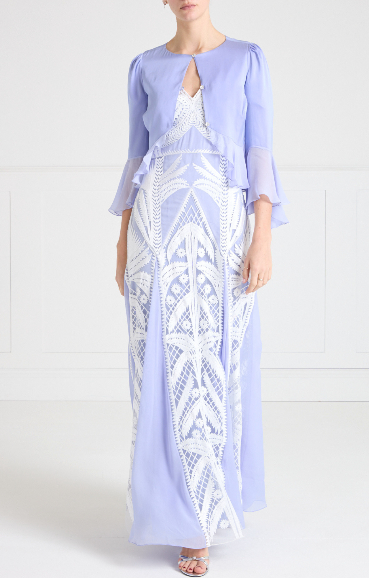 Temperley London Leilani żakiet jedwabny błękitny kryształy