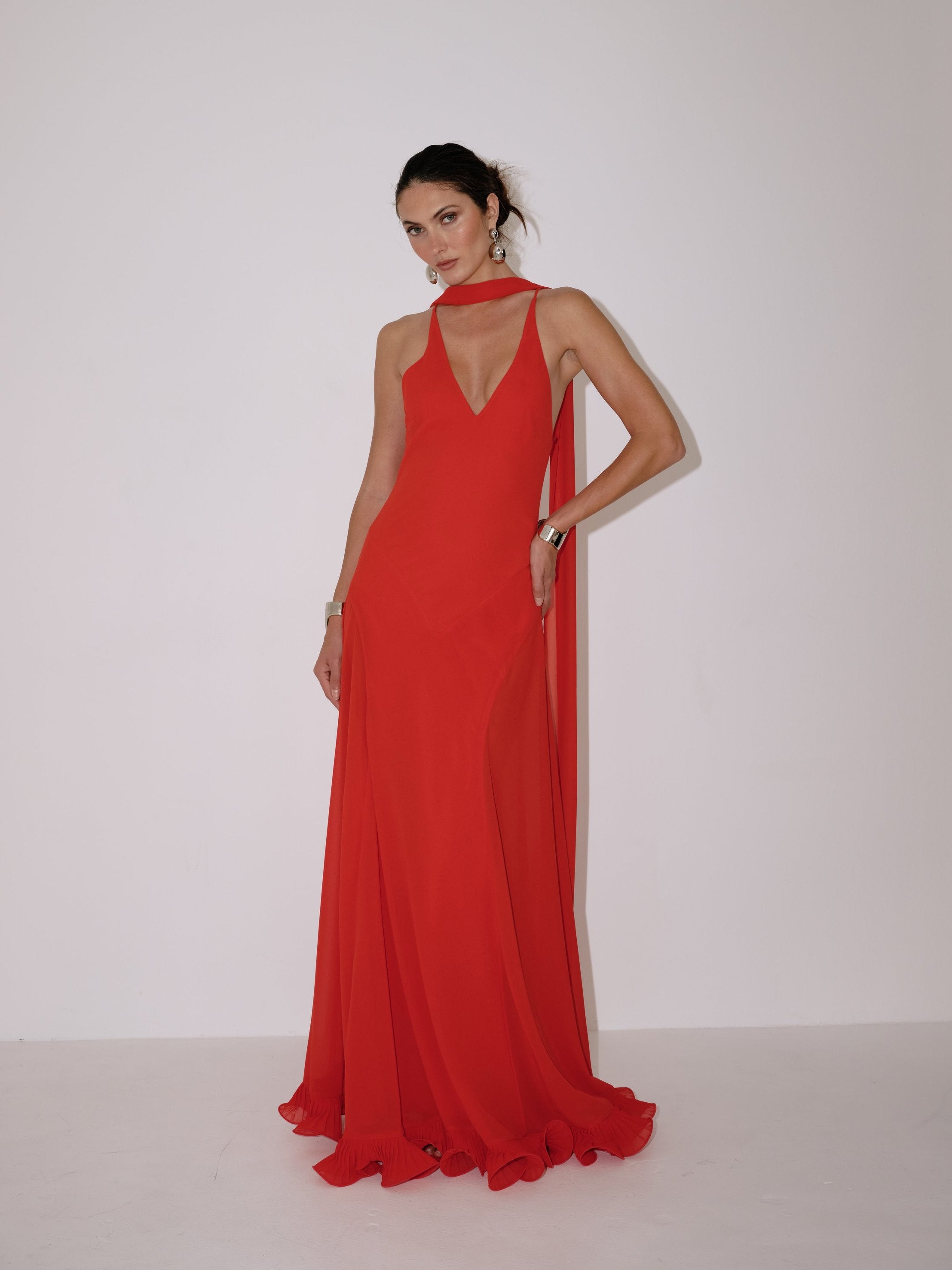 Delfi Collective Estelle sukienka Crimson szyfonowa