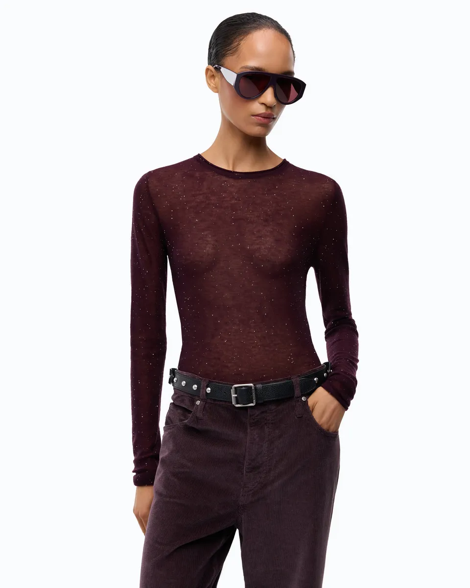 Pinko Pico Sweater sweter wełniany z cekinami fiolet