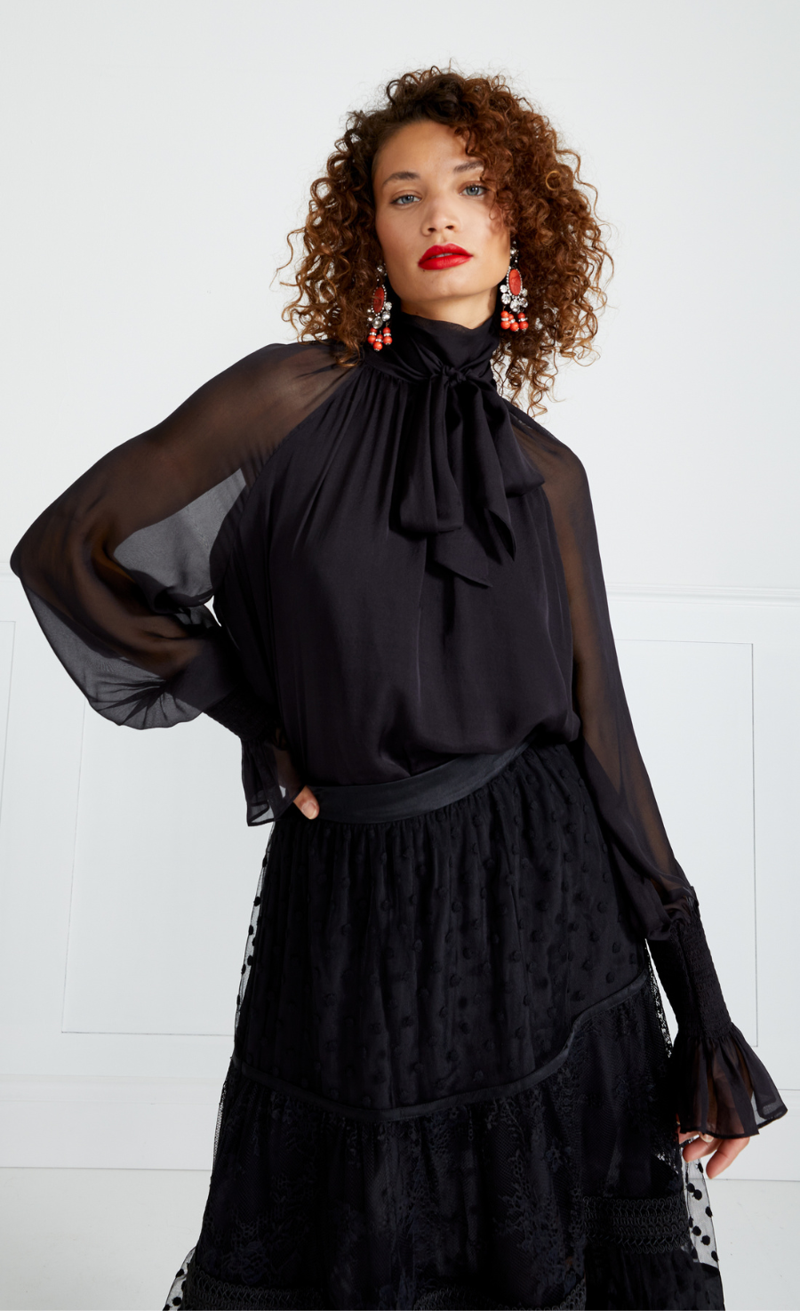 Temperley London Quintette bluzka jedwabna czarna