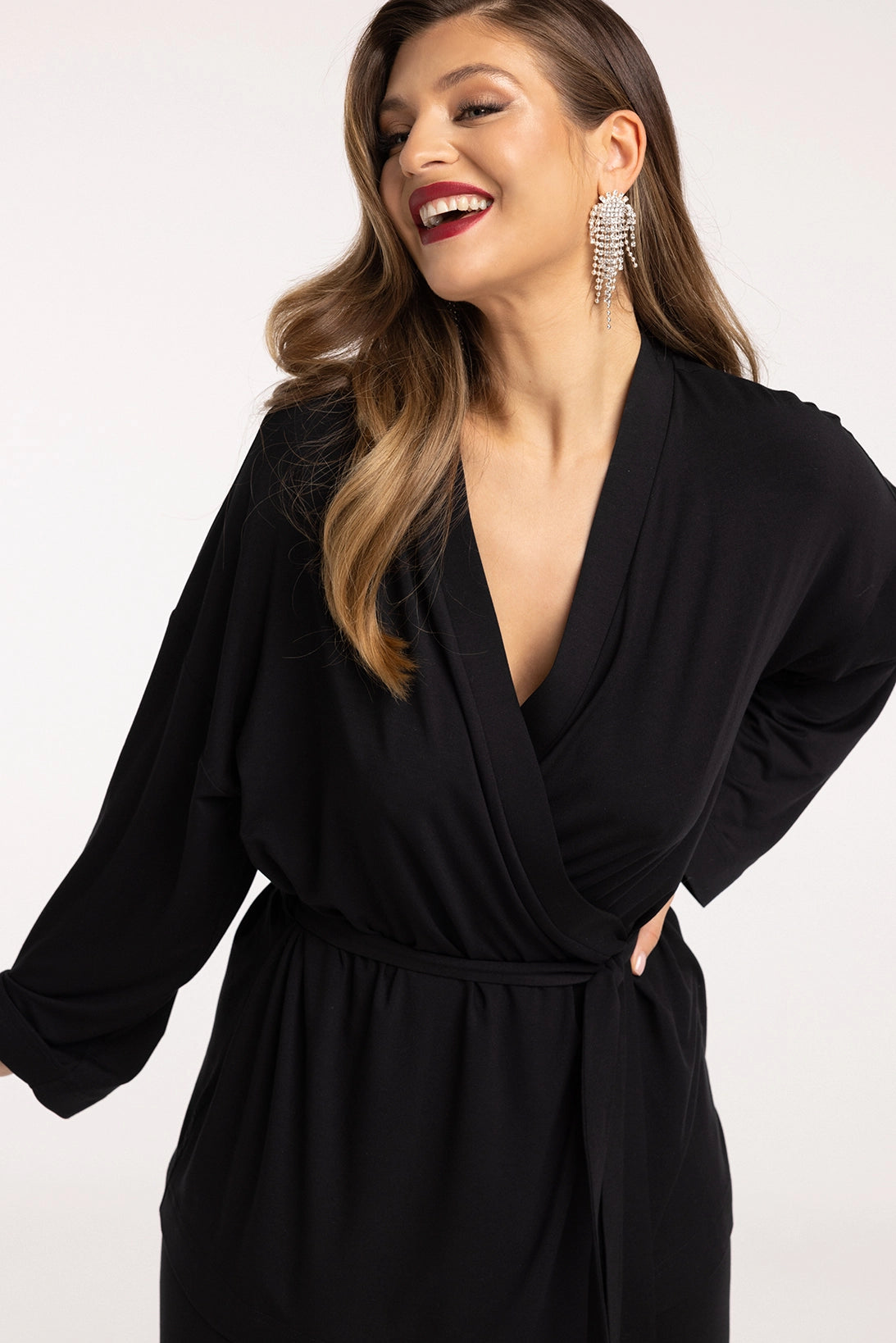 Nudyess Santa krótkie kimono z modalu black