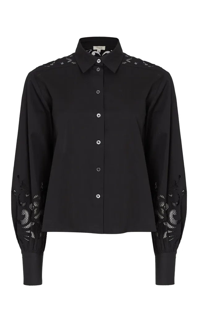 Temperley London Nelle koszula bawełniana czarna