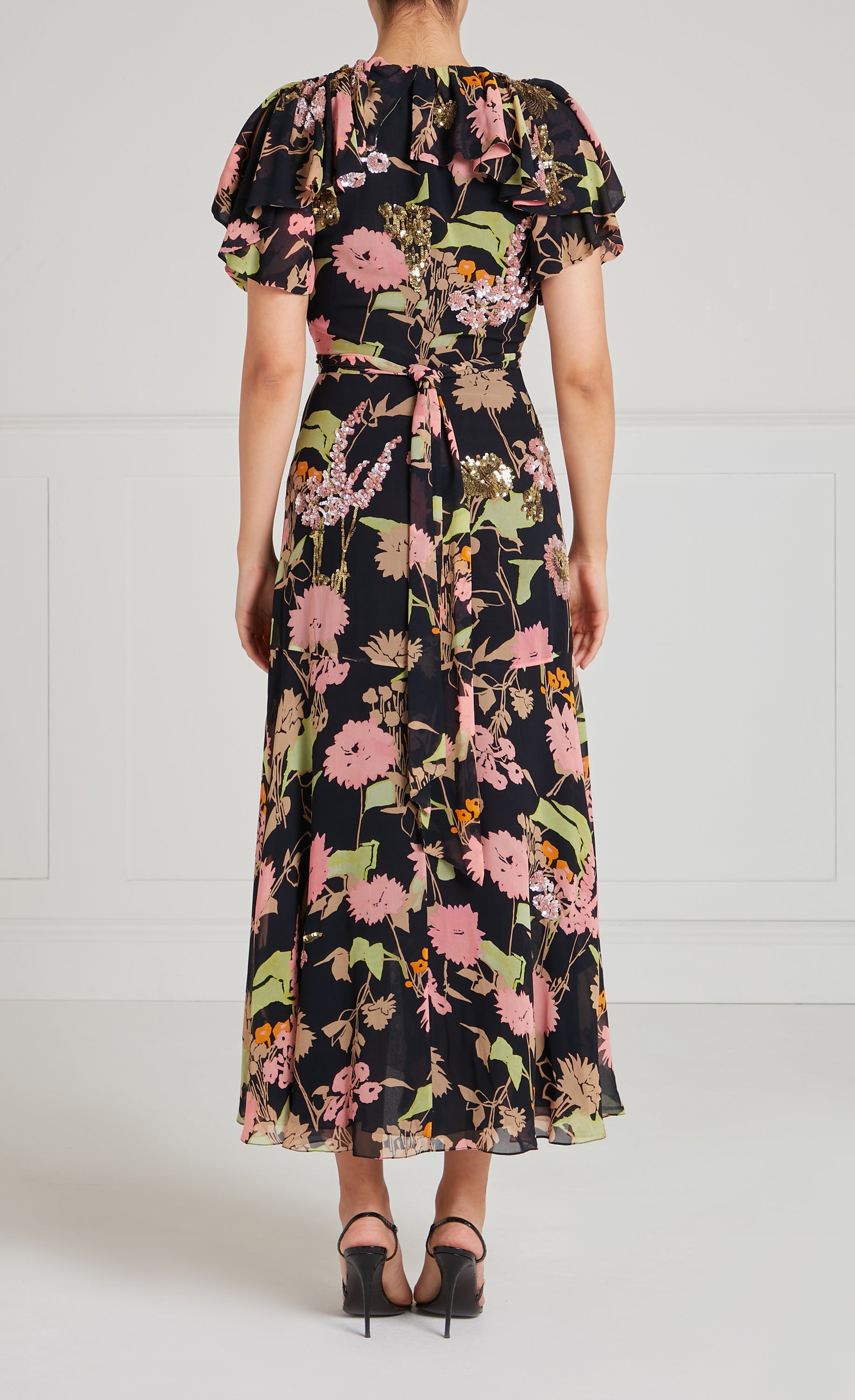 Temperley London Maisie sukienka kopertowa Black Mix cekiny