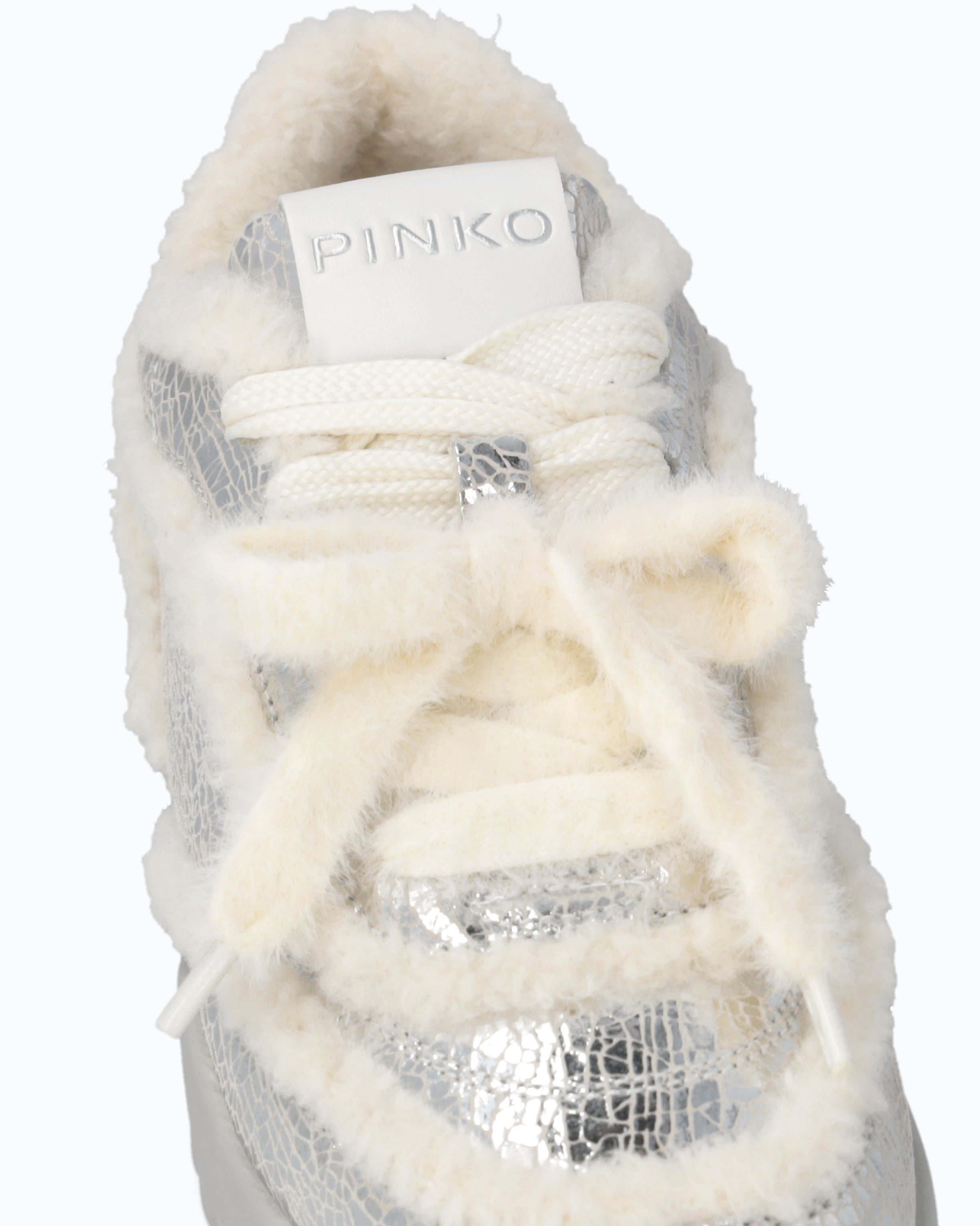 Pinko Gea 02 sneakersy skórzane szare futerko