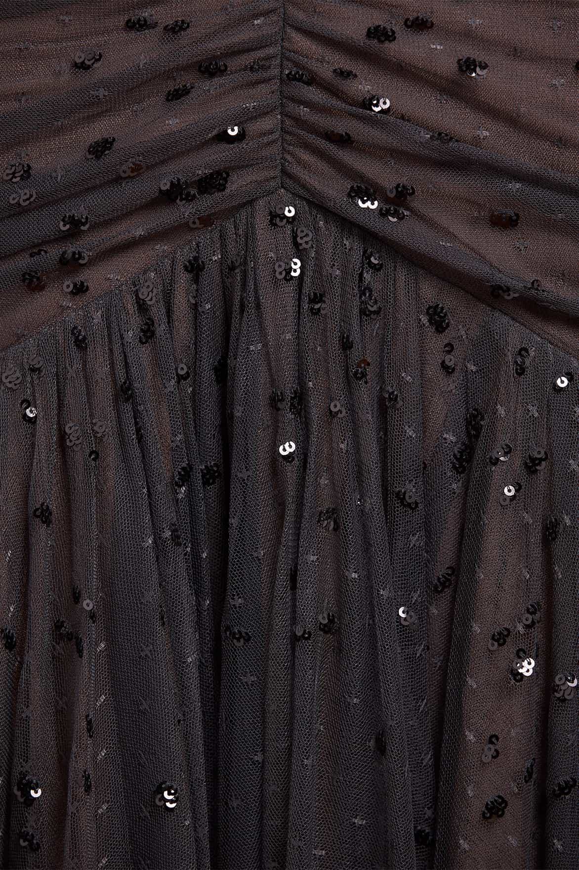 Needle & Thread Dappled Sequin Rouched Off-Shoulder Gown suknia czarna