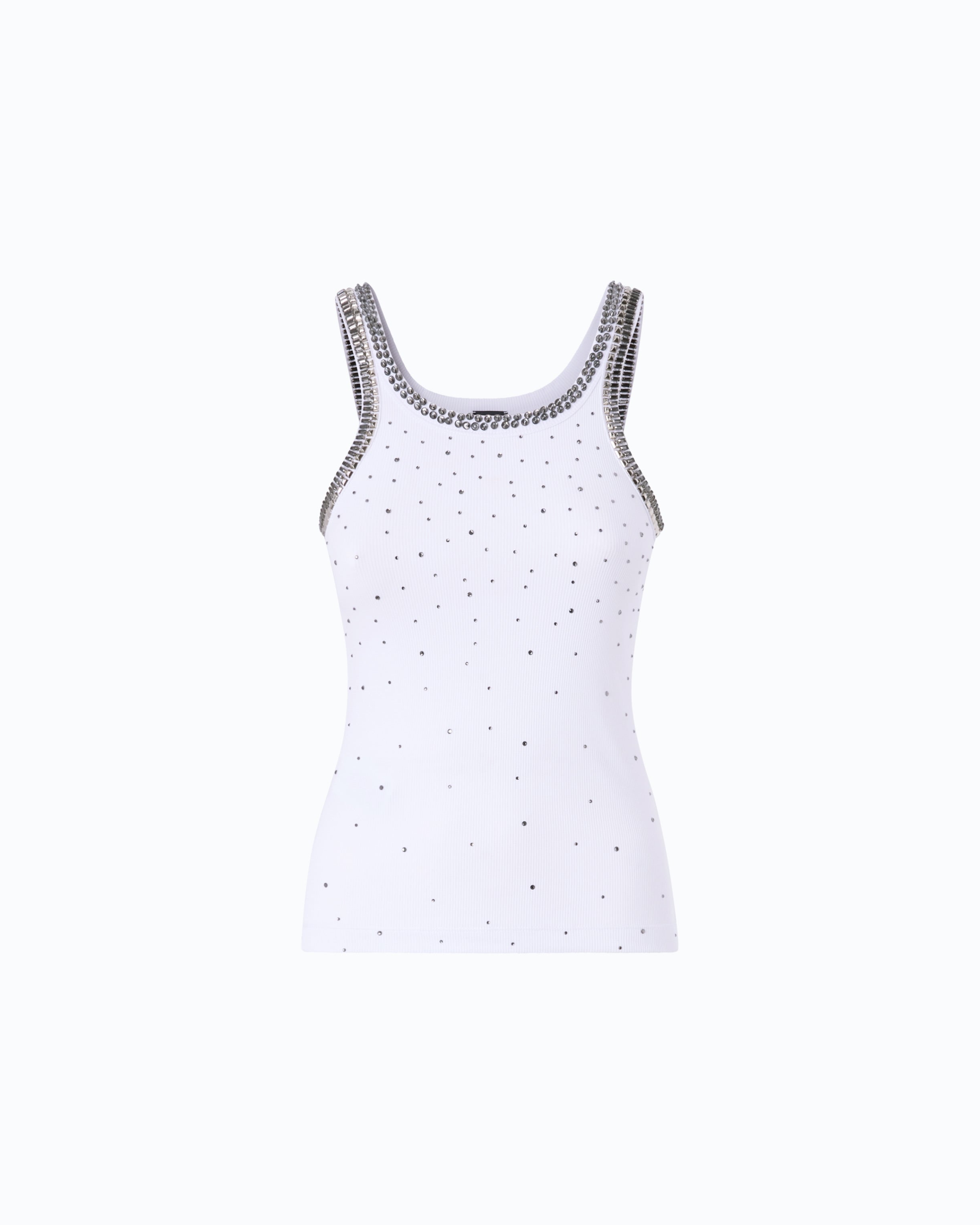 Pinko Coriandoli Tank Top biały w kryształki