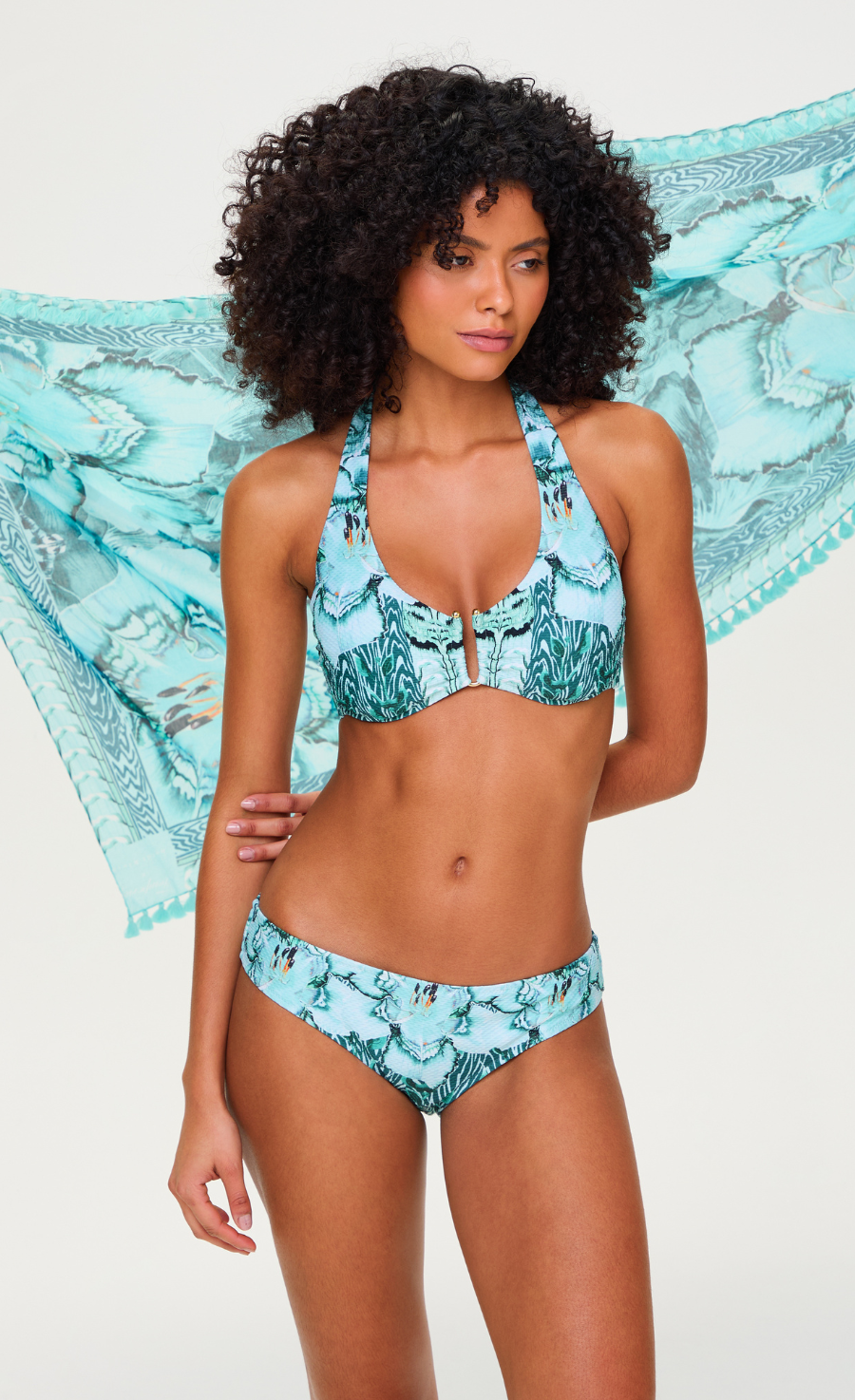 Temperley London Liana dół bikini Blue Mix hipster