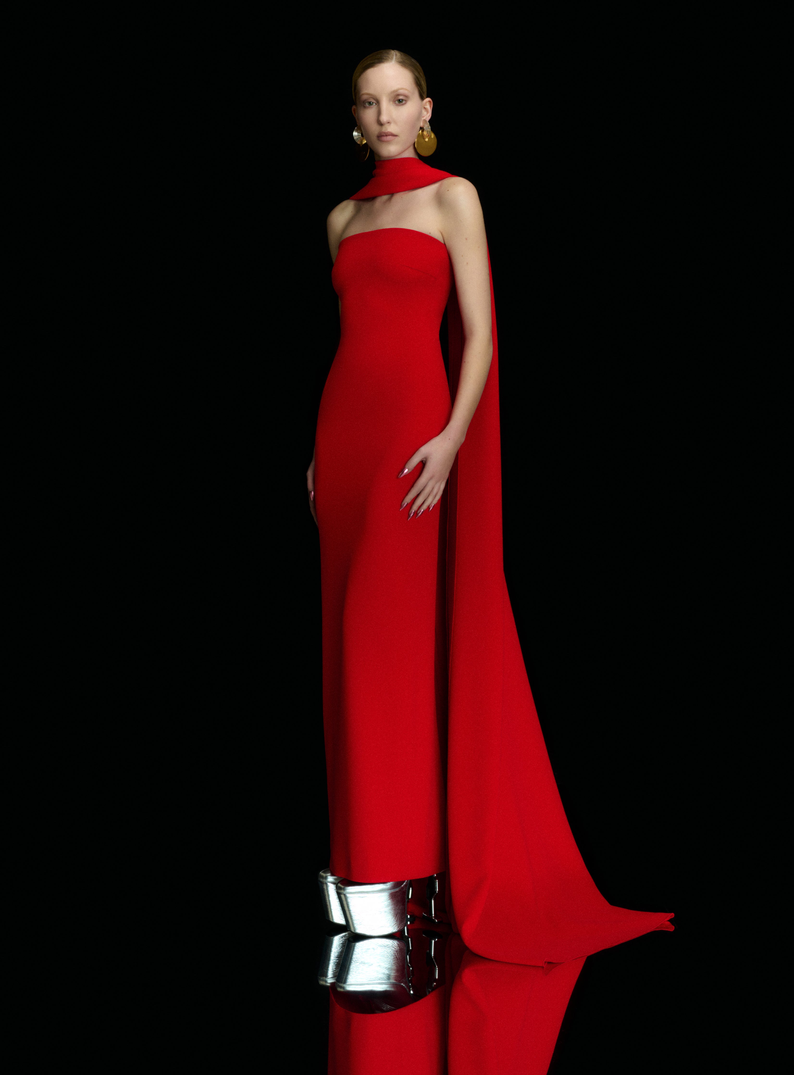 Solace London Ainhoa sukienka wieczorowa maxi czerwona