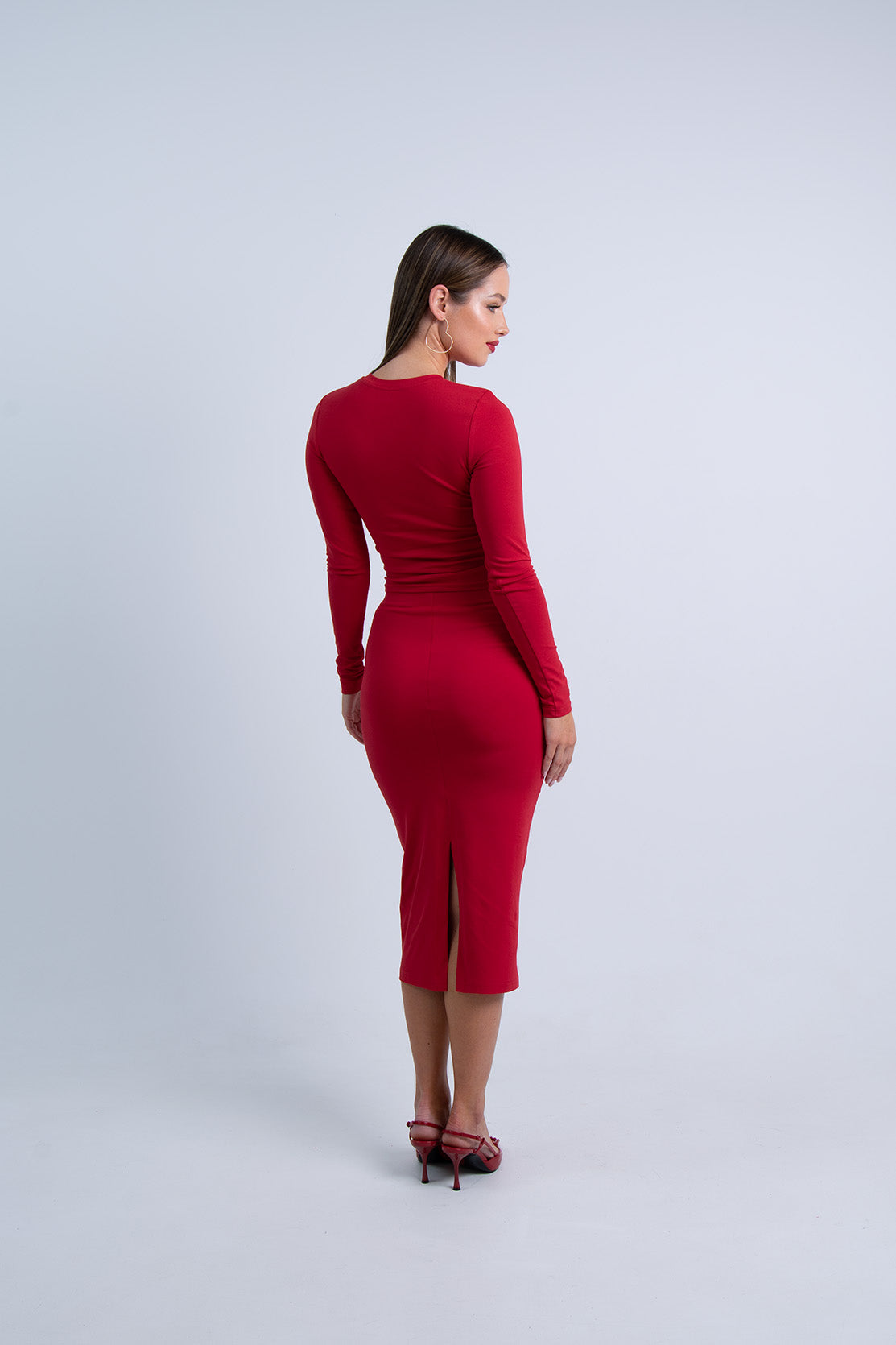 Nudyess Minimal spódnica midi Red bawełniana