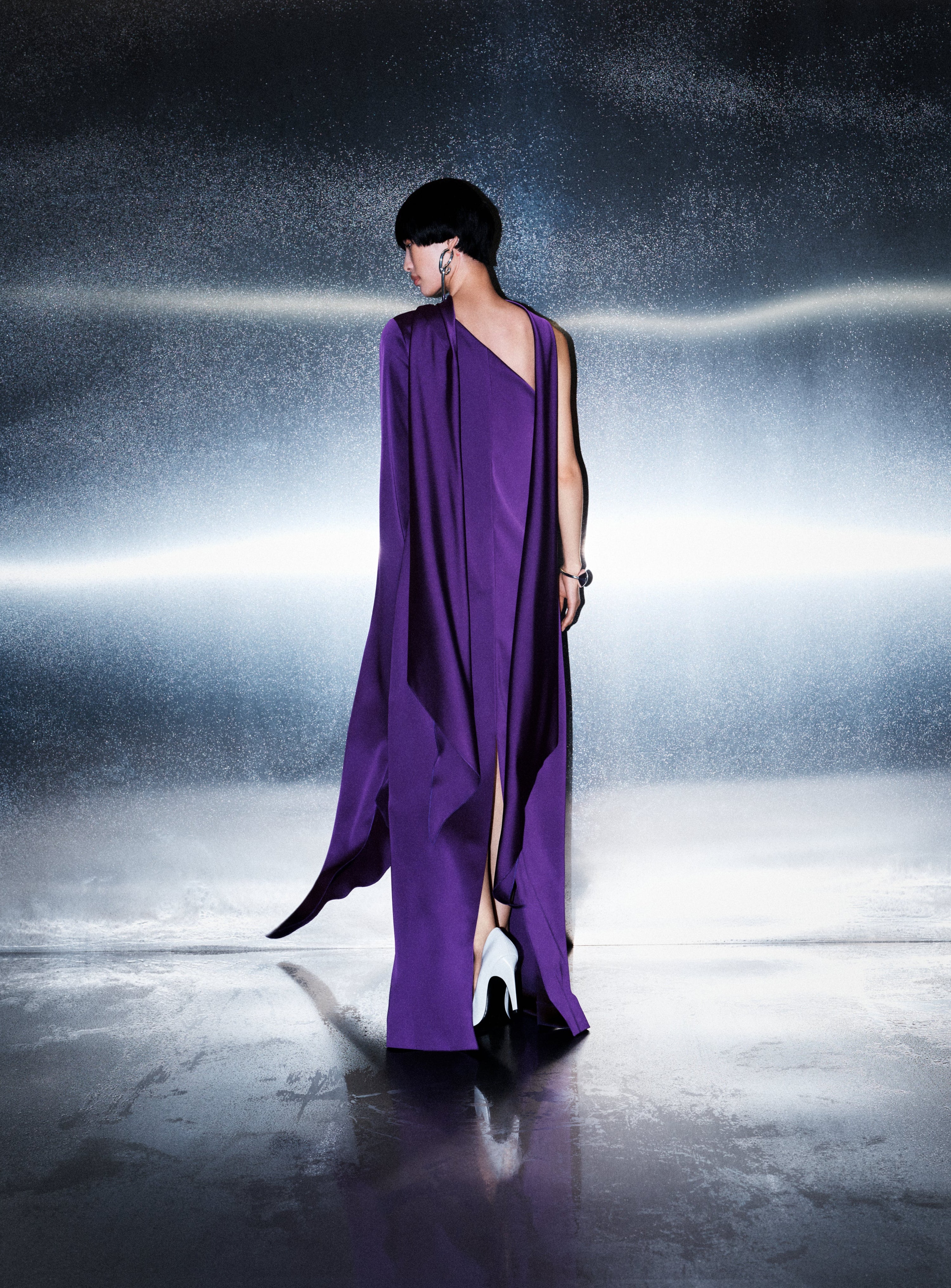Solace London Newman sukienka wieczorowa maxi fiolet