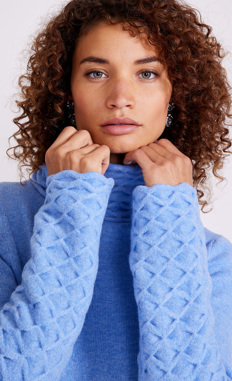 Temperley London Honeycomb Knit Jumper sweter błękitny
