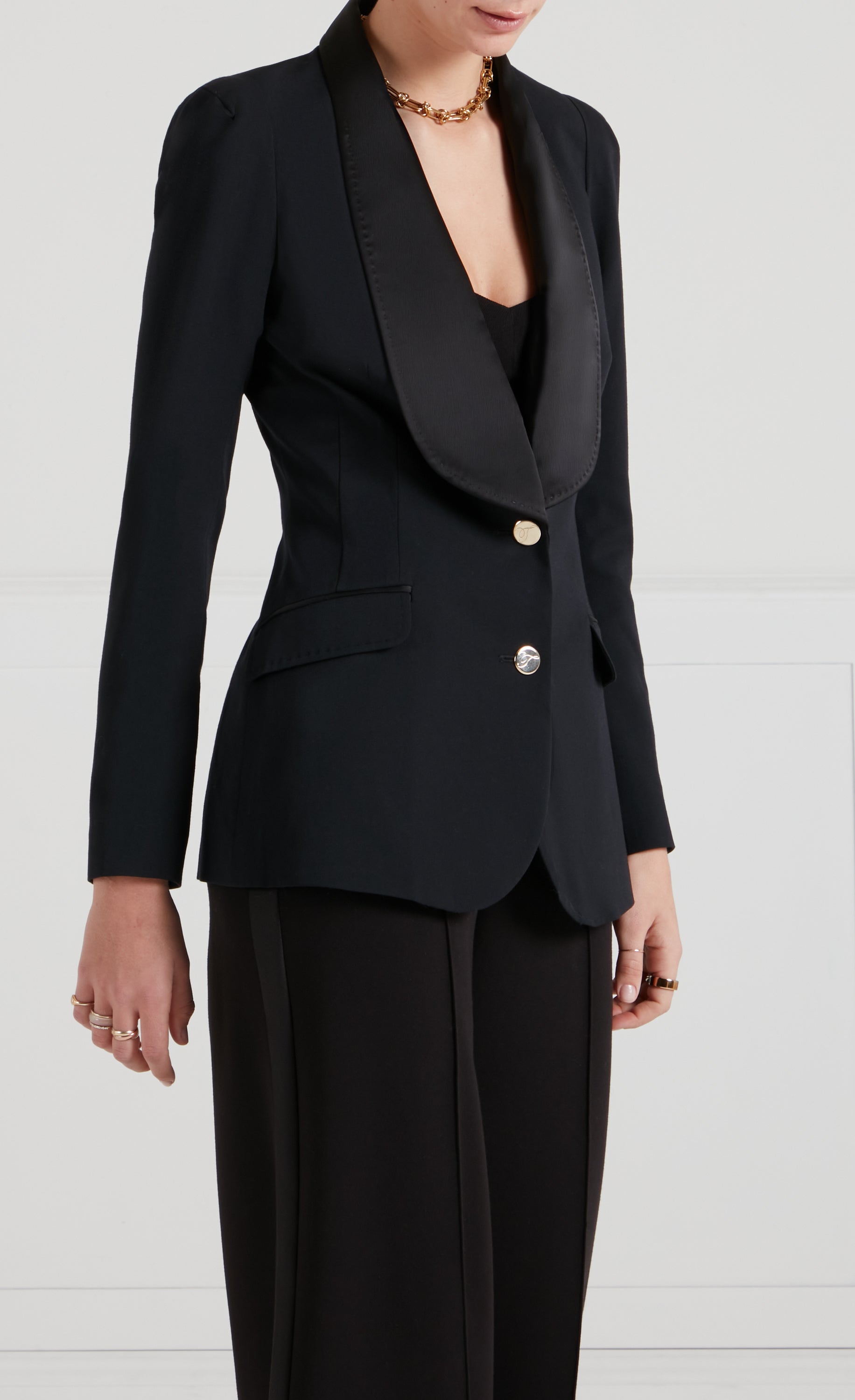 Temperley London Nyx marynarka czarna na 2 guziki