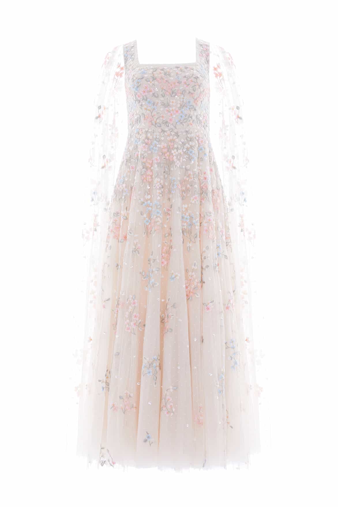 Needle & Thread Versailles Ditsy suknia kremowa do kostek