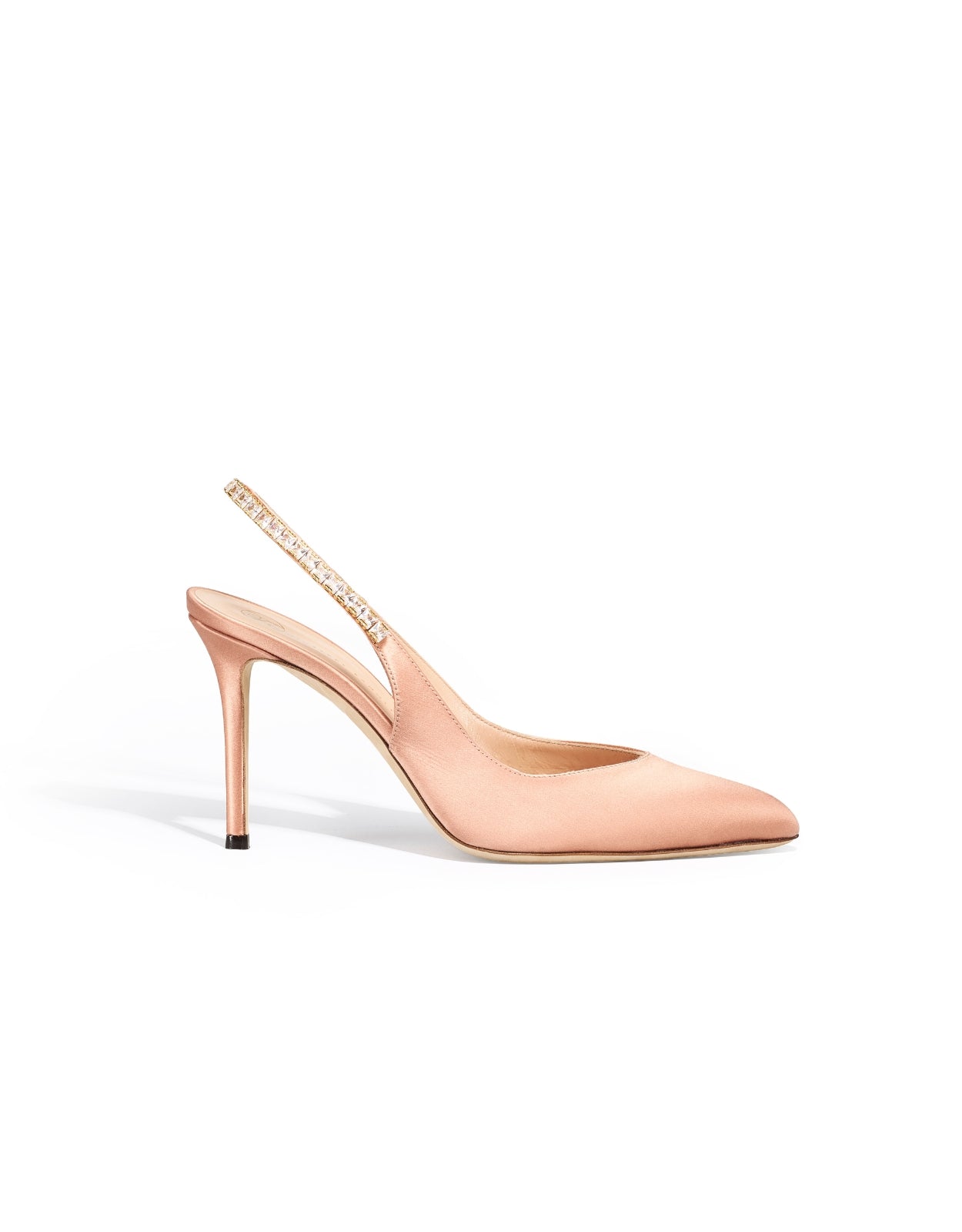 Temperley London Raven szpilki slingback nude satynowe 10 cm