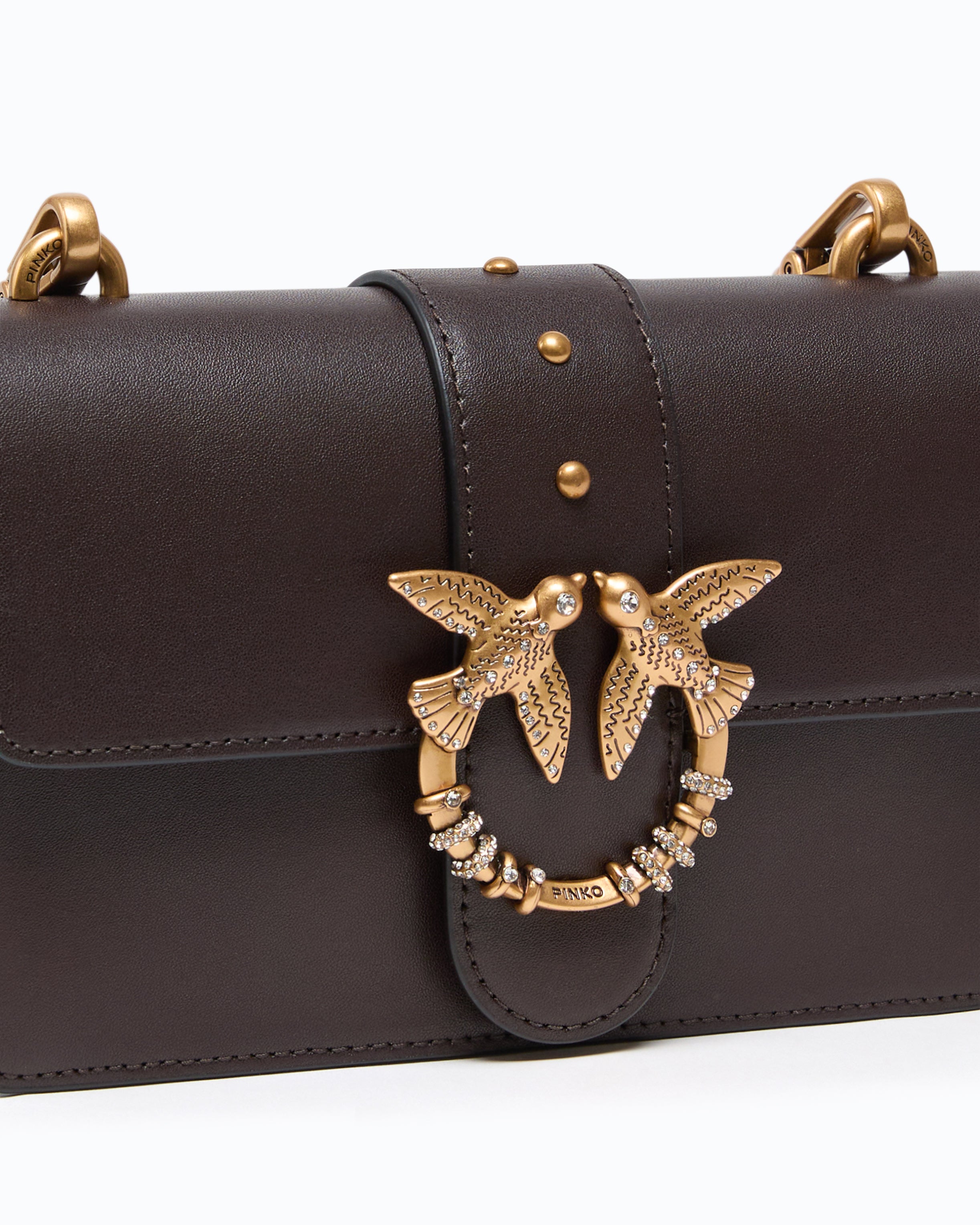 Pinko Mini Love Bag One torebka skórzana z kryształkami