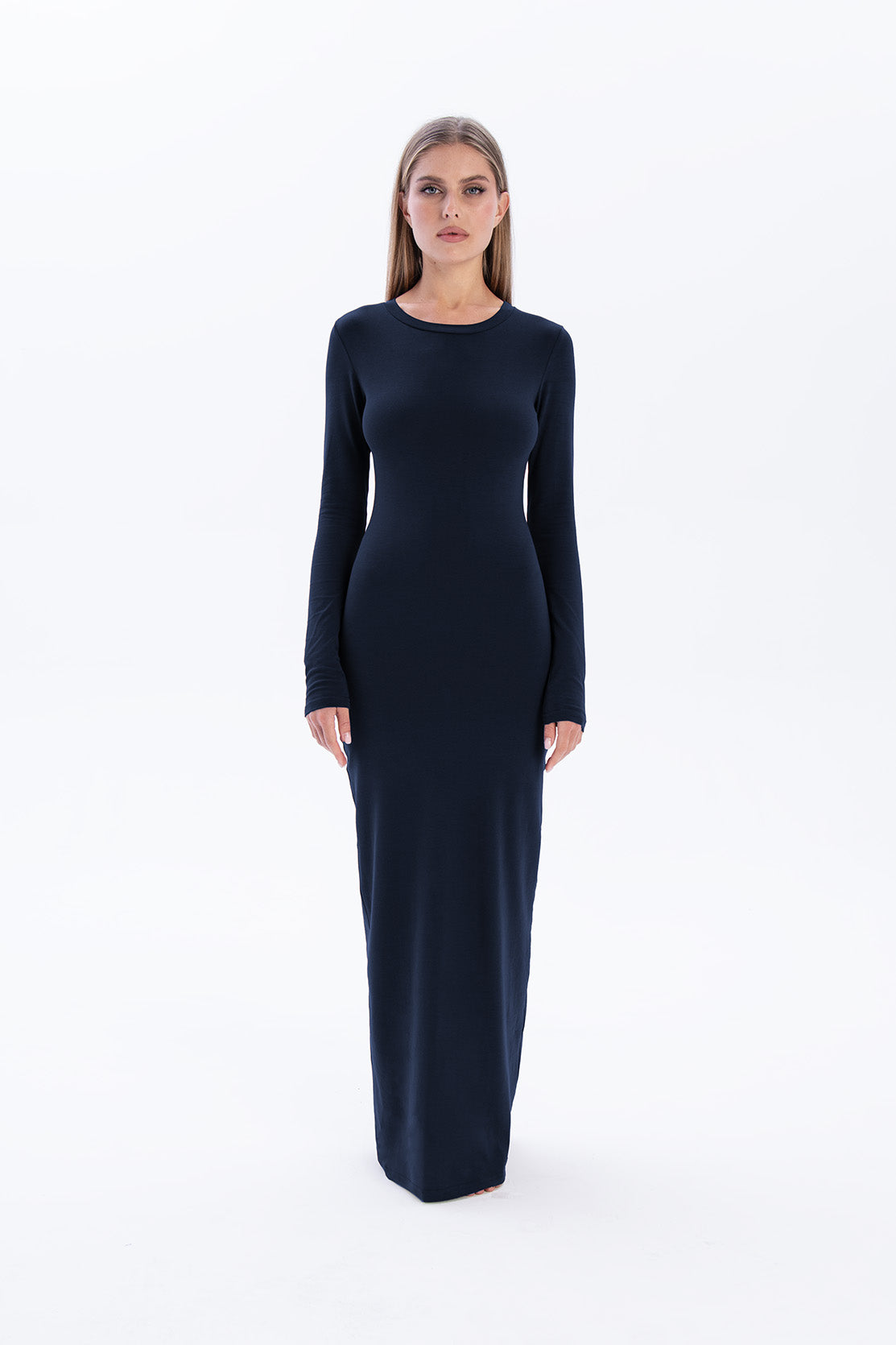 Nudyess Shape sukienka maxi dark blue XS/S bawełna