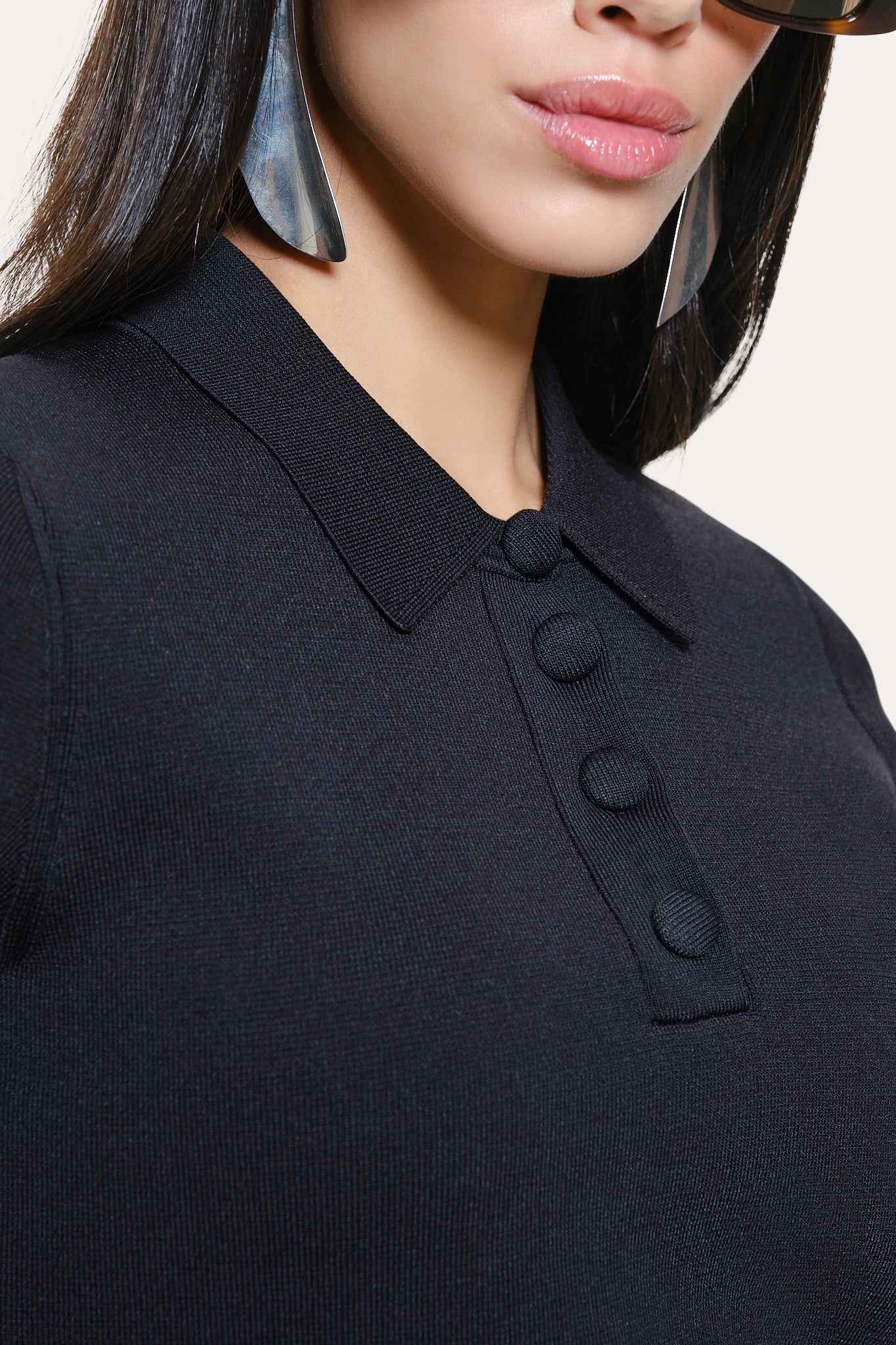 Elie Tahari Skylar E35YP506 polo dzianinowe czarne