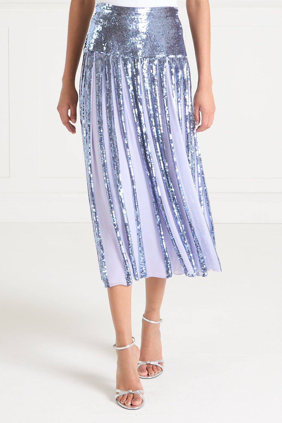 Temperley London Filigree spódnica cekinowa lawendowa