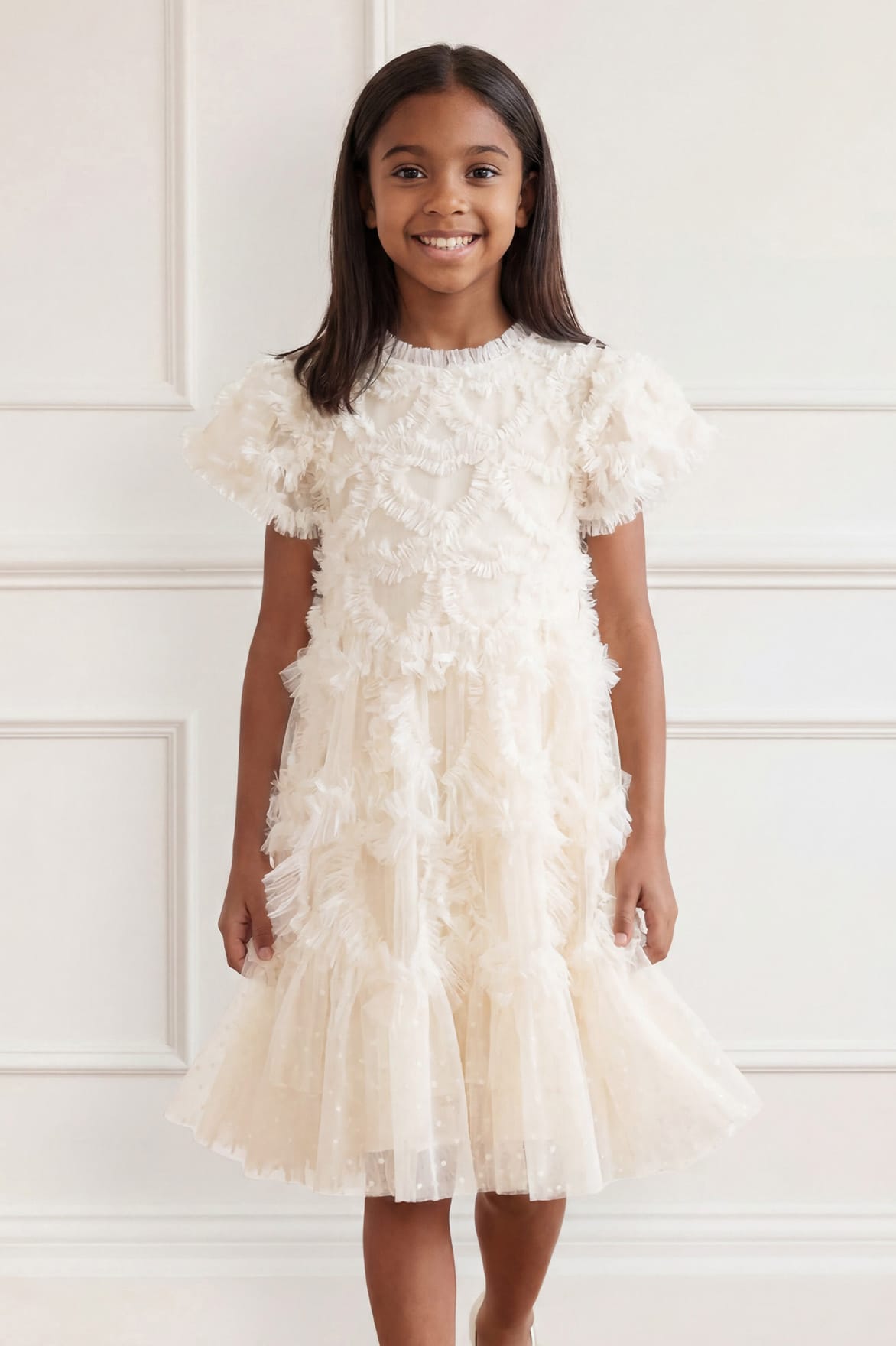 Needle & Thread Amorette Kids Dress sukienka dziewczęca Cream