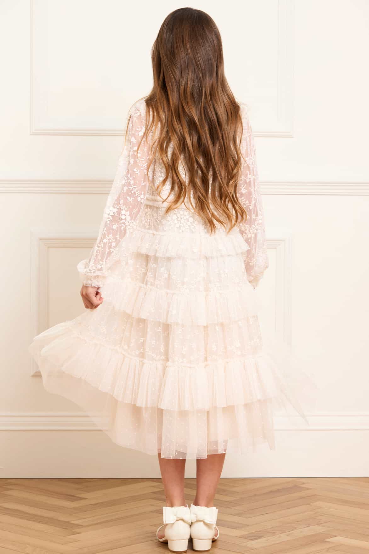 Needle & Thread Blossom Lace Kids Dress sukienka kremowa z tiulu
