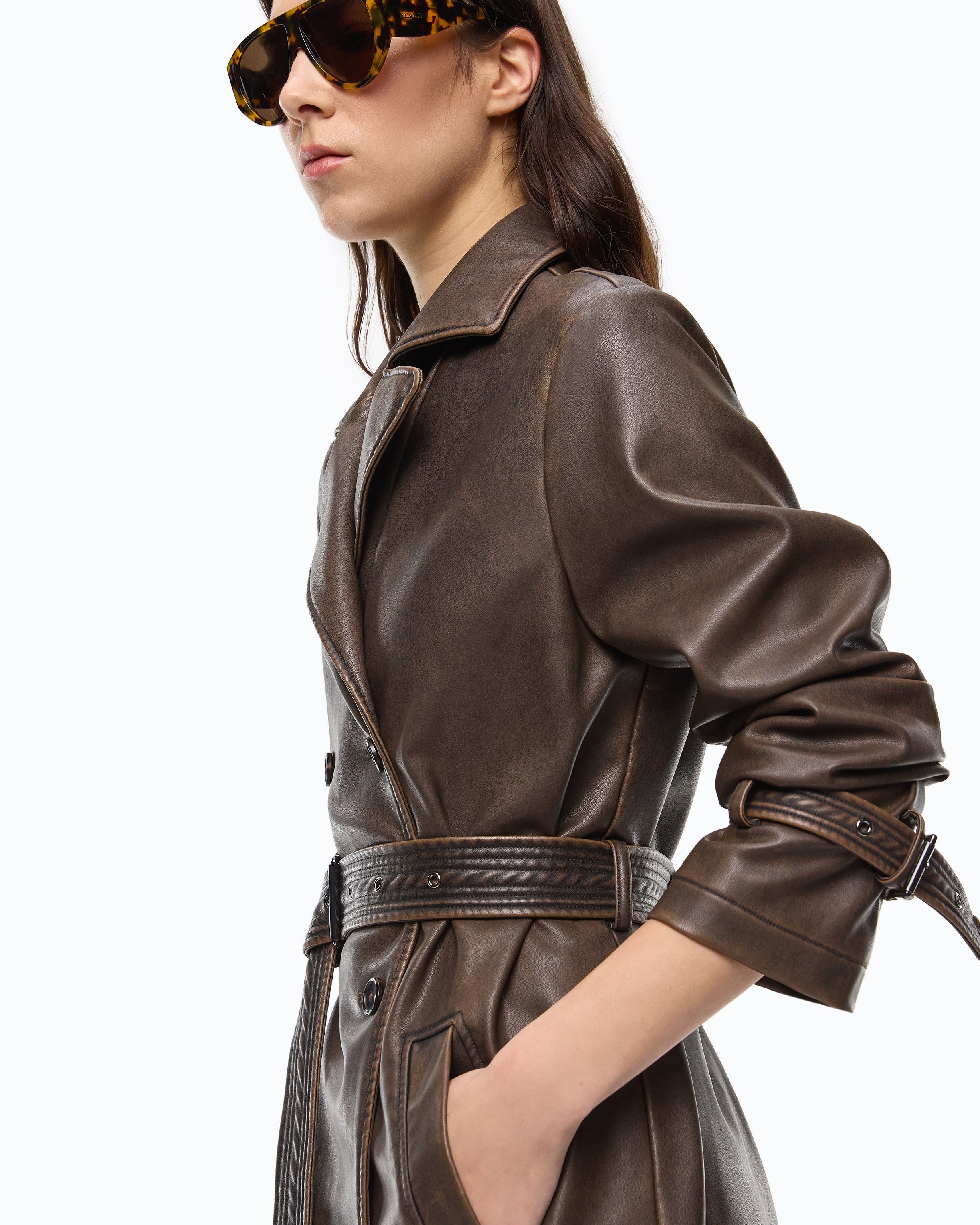 Pinko Tamerice Trench płaszcz trencz brązowy vintage