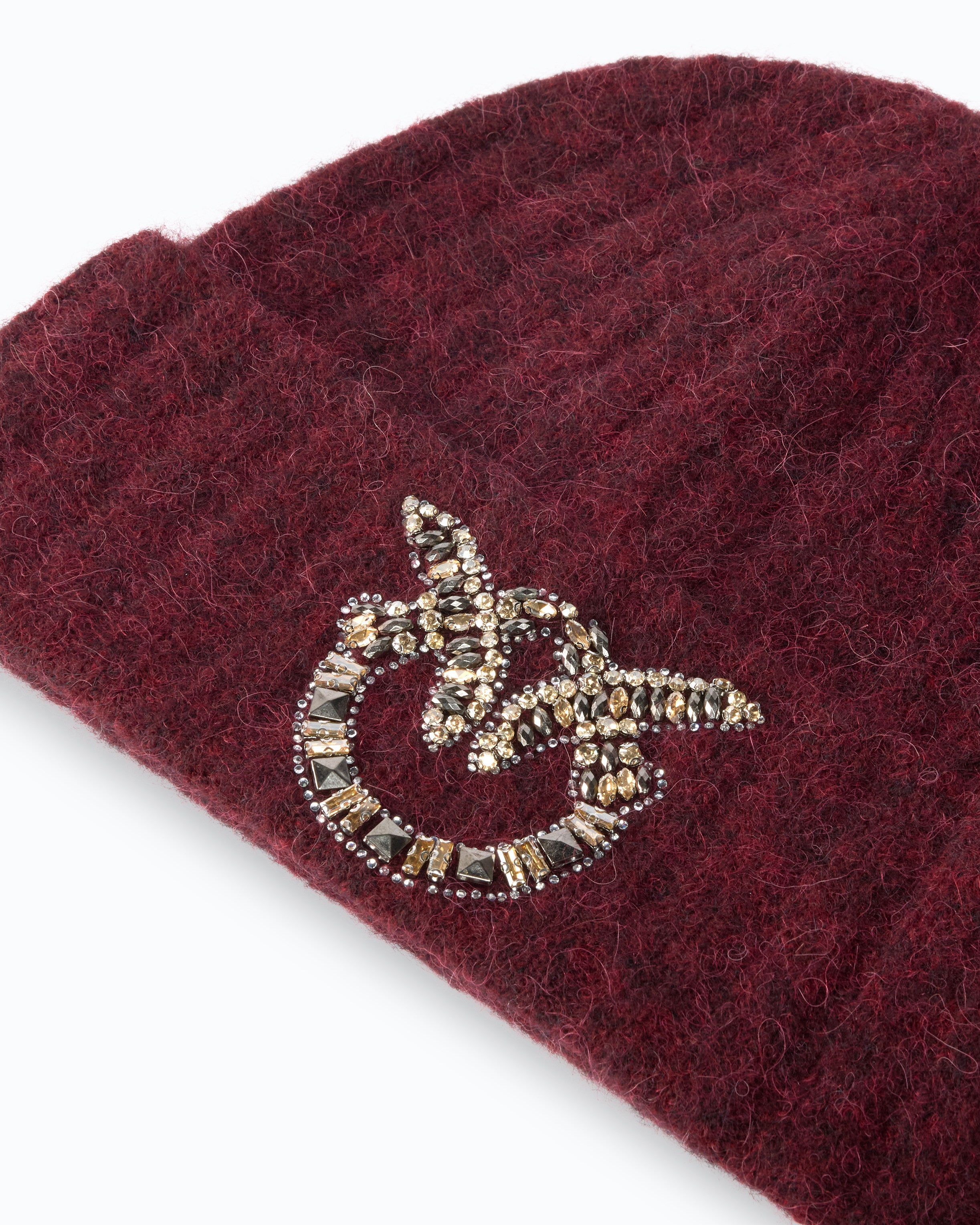 Pinko Beanie czapka wełniana U z logo z kamieni
