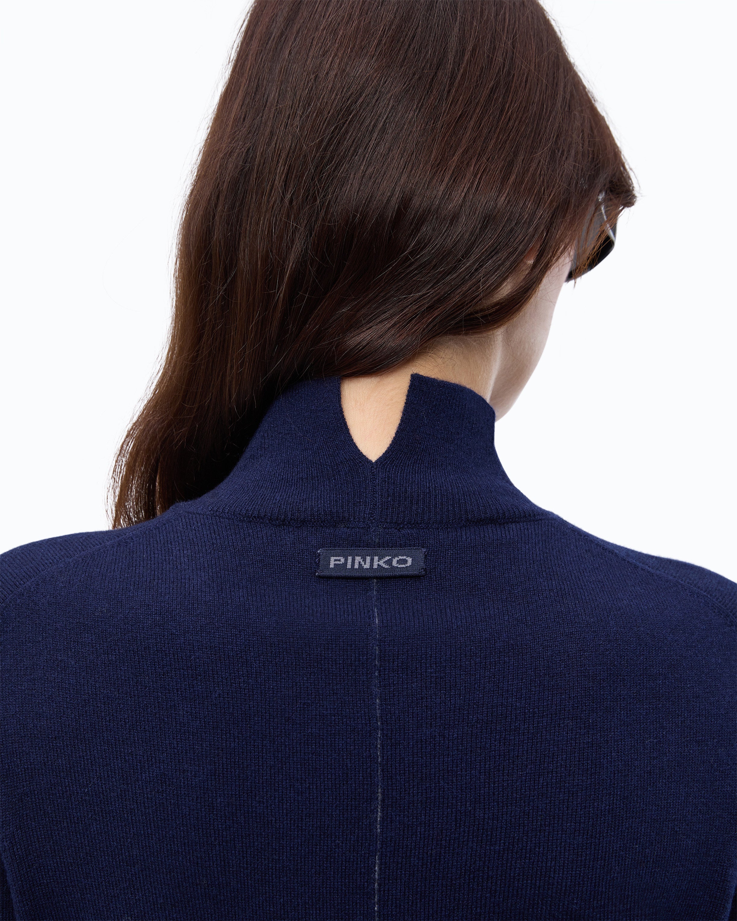 Pinko Nizza sweter golf wełna kaszmir niebieski