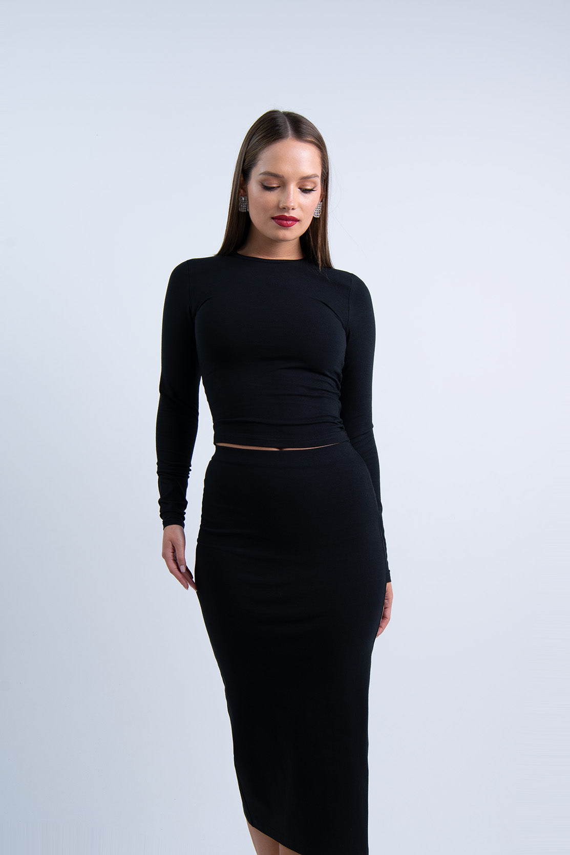 Nudyess Alex top z długim rękawem Black bawełniany