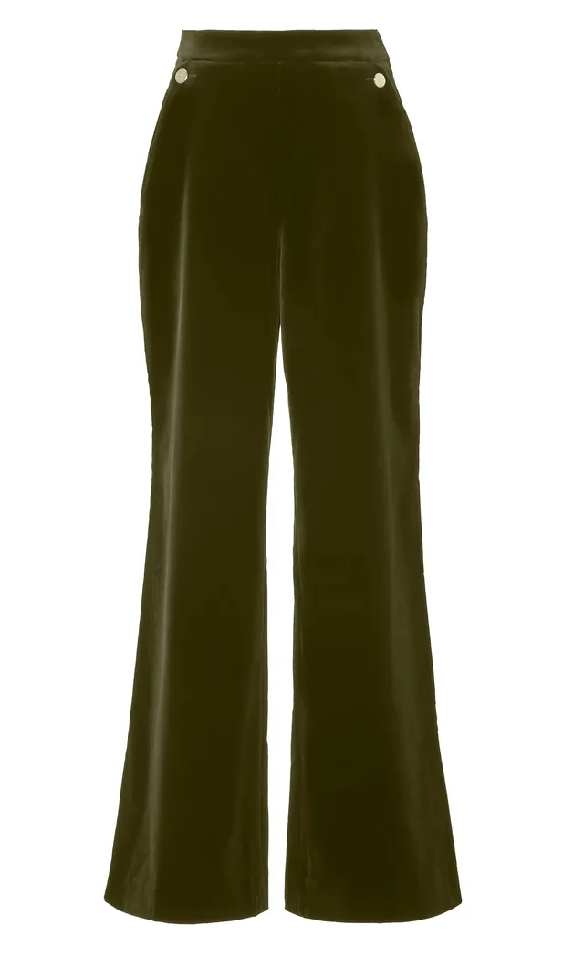 Temperley London Clove Velvet Waisted Trousers spodnie Militare wysoki stan