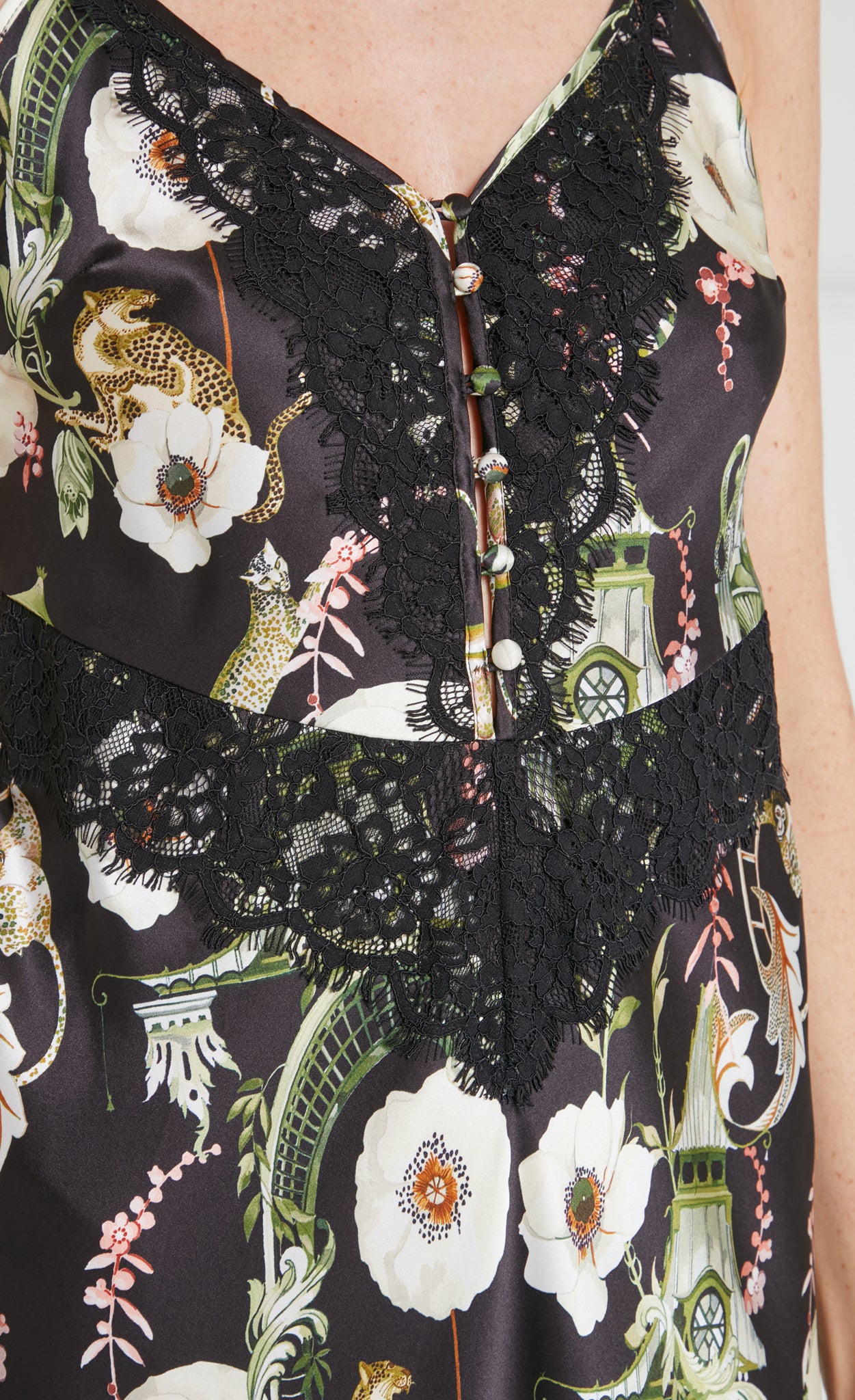 Temperley London Aphrodite koszula nocna czarna midi