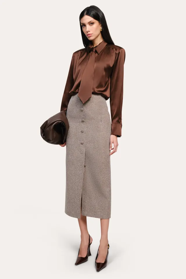 Elie Tahari Béatrice Bouclé spódnica Brown Melange