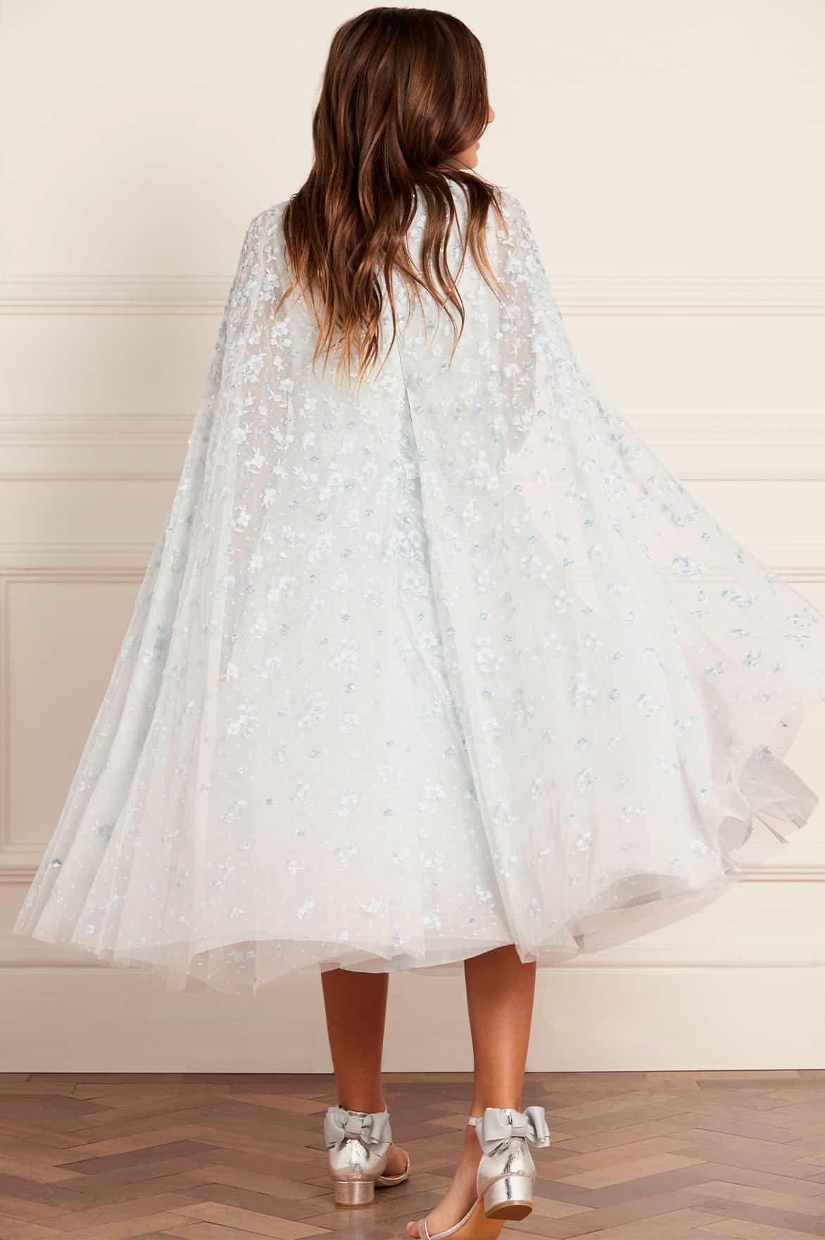 Needle & Thread Dahlia Clover Cape Kids Dress sukienka niebieska
