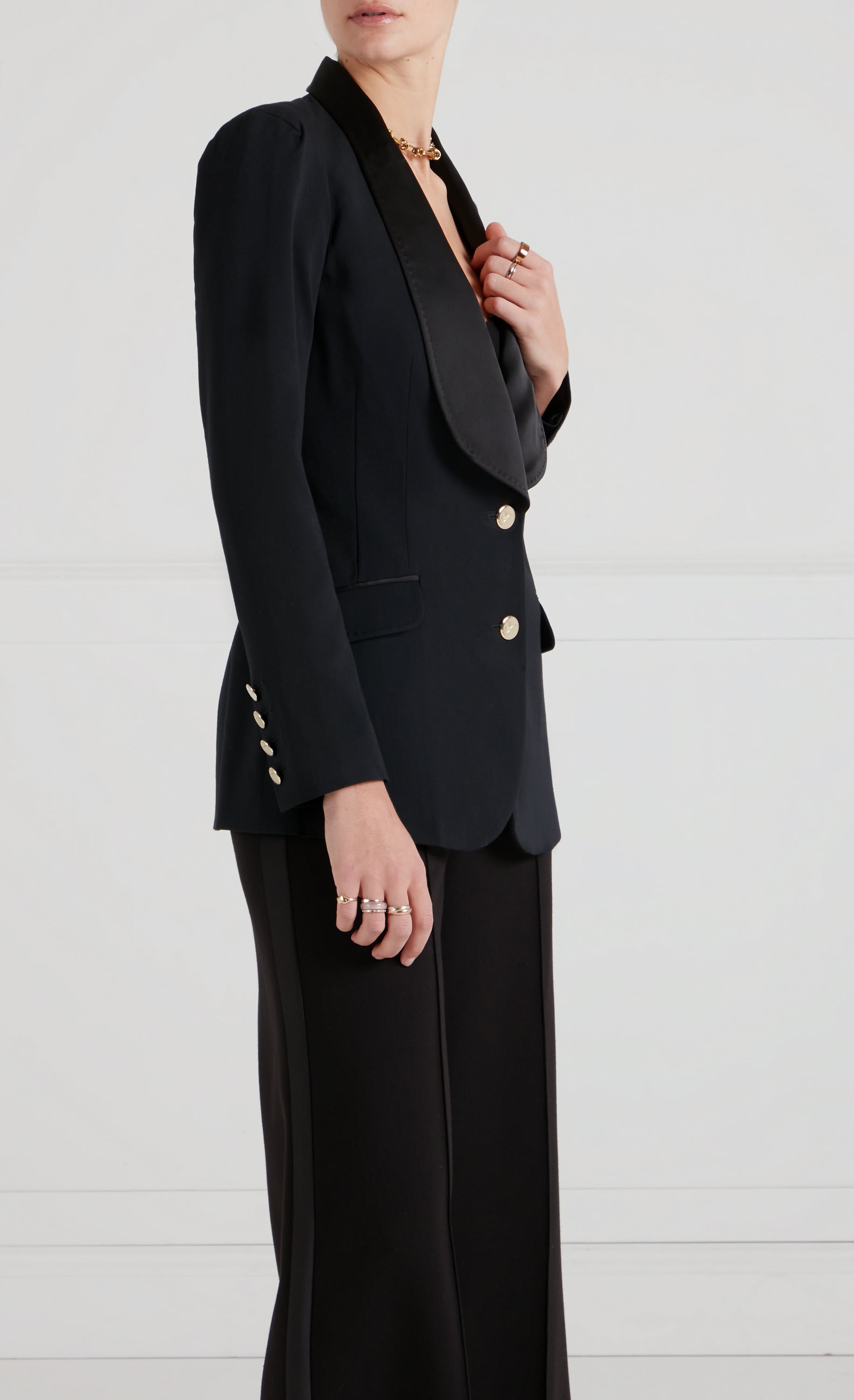 Temperley London Nyx marynarka czarna na 2 guziki