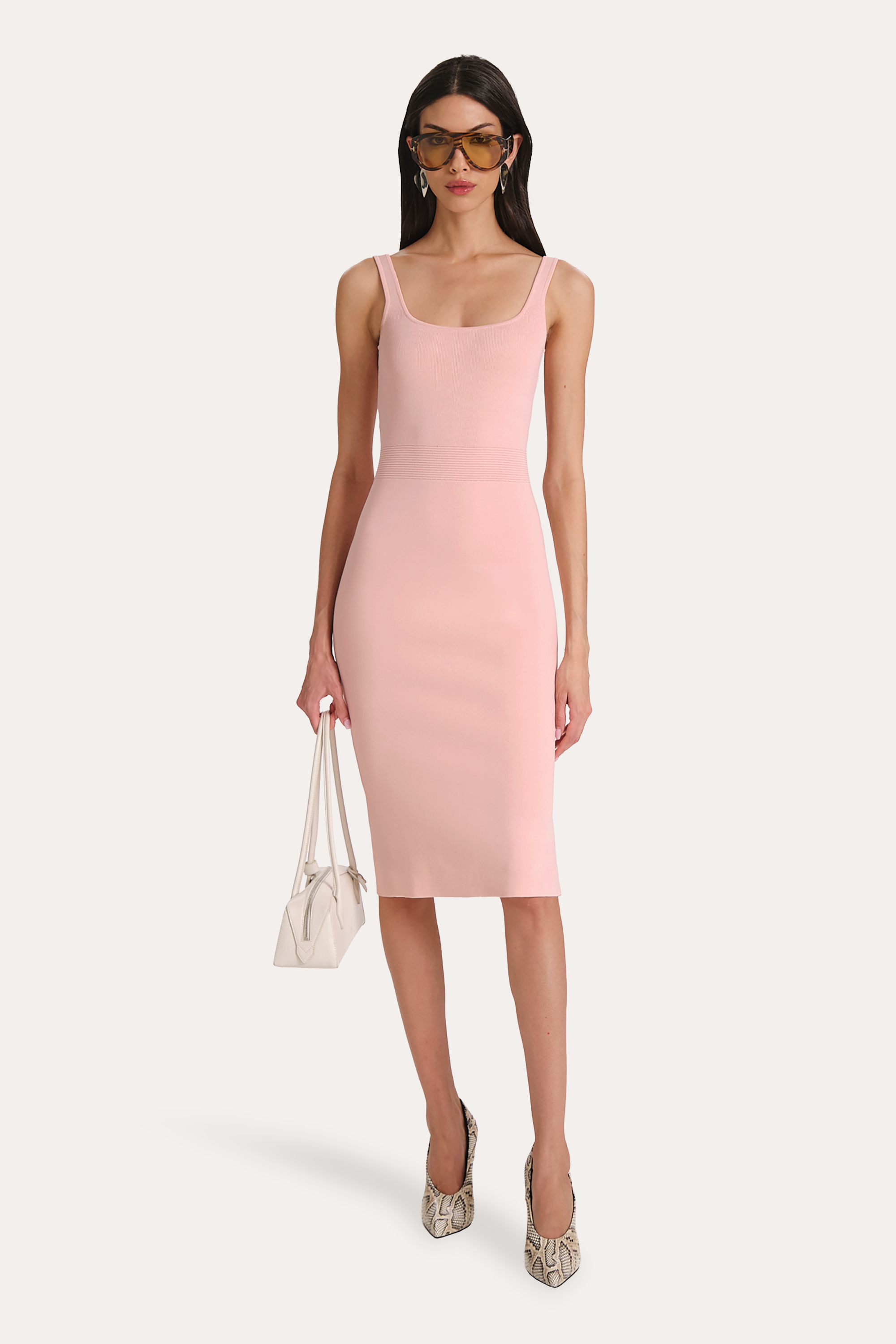Elie Tahari Milano Mila sukienka midi dusty rose
